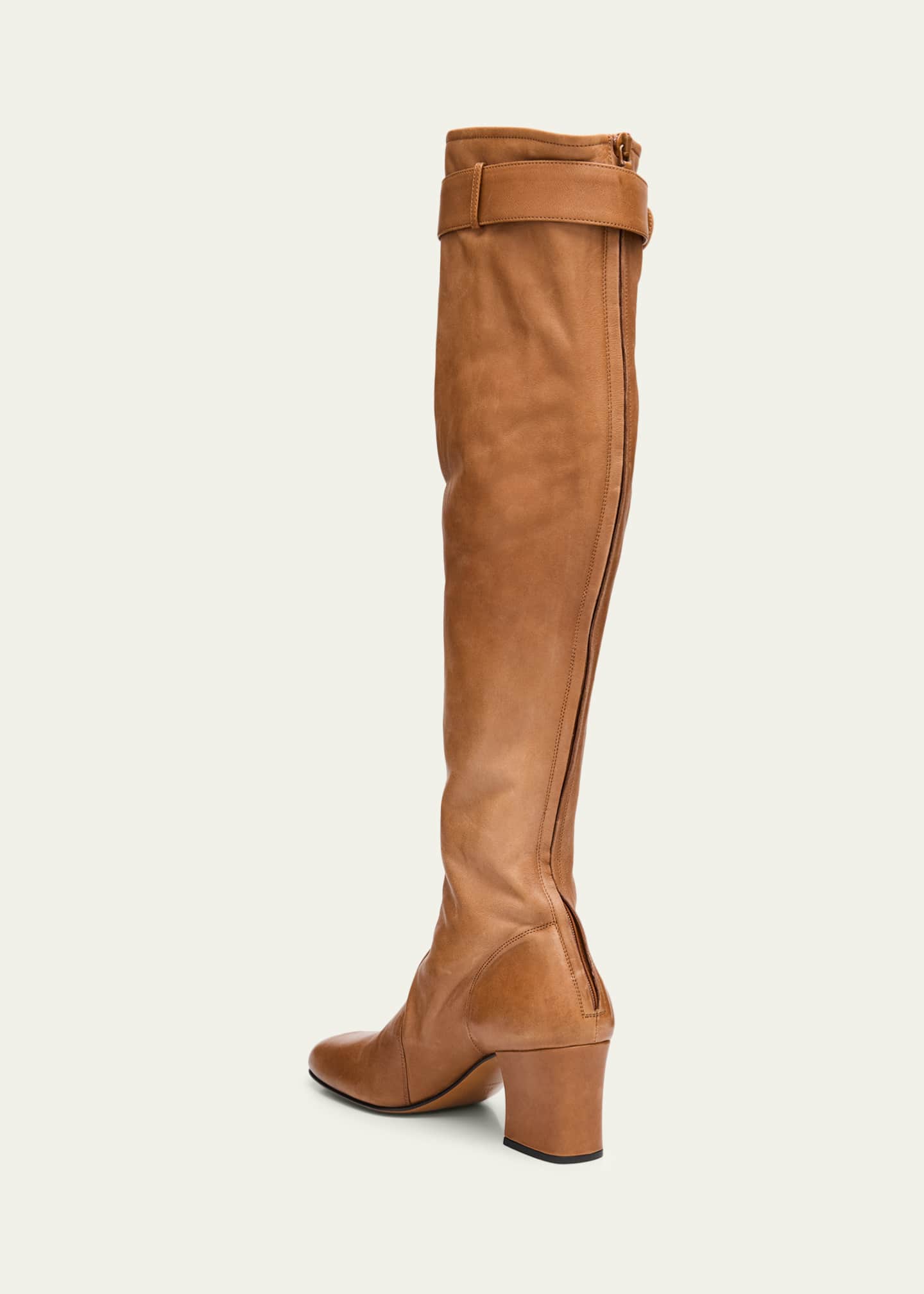 Stivali Stretch Leather Buckle Over-The-Knee Boots