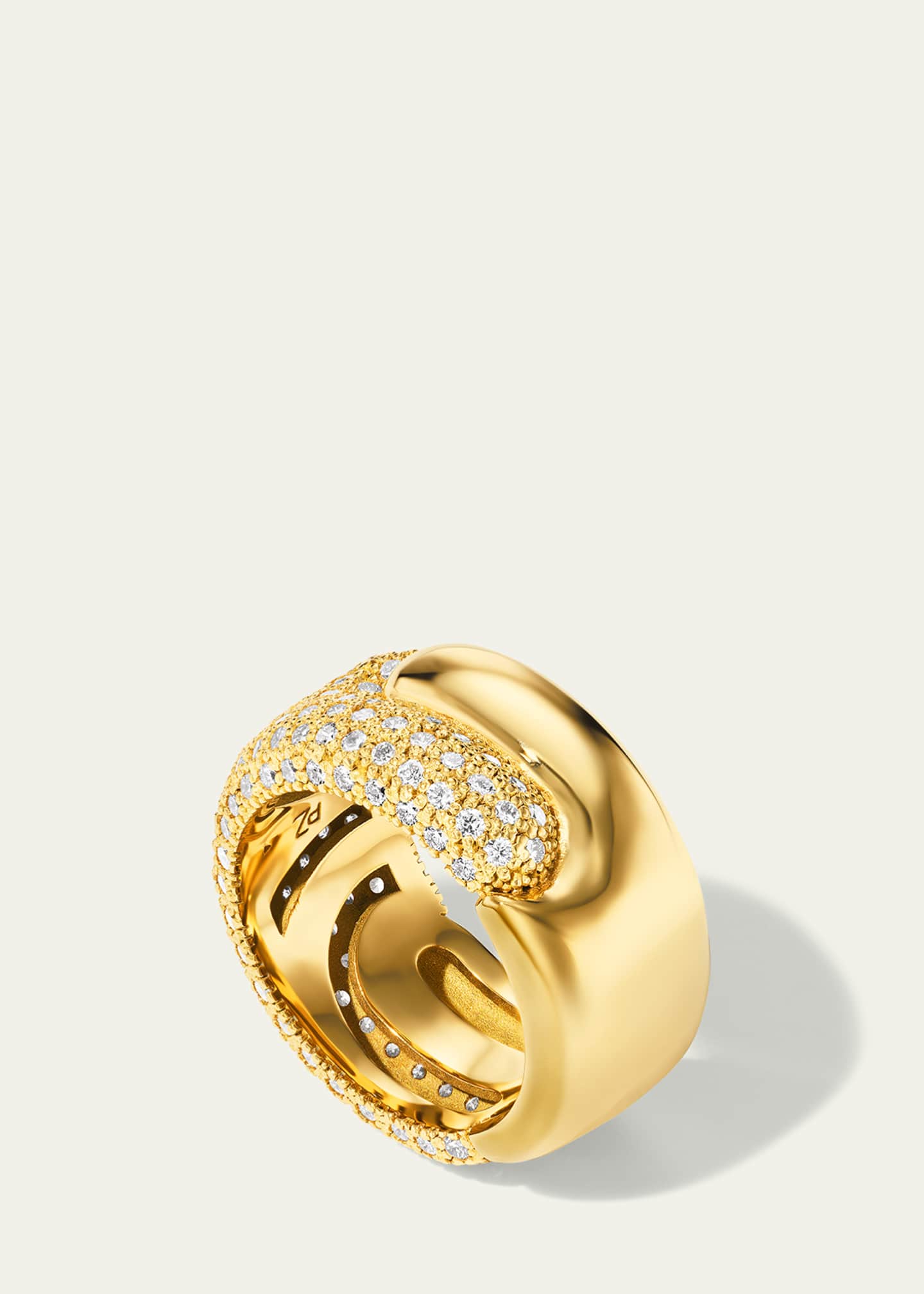 Pamela Zamore 18K Yellow Gold Holos Wide Band with Diamonds Image 2 of 2