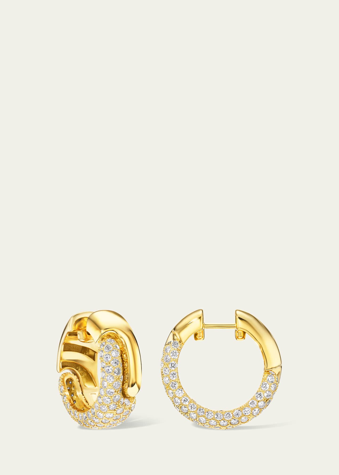 Pamela Zamore 18K Yellow Gold Holos Round Hoop Earrings with Diamonds Image 2 of 3