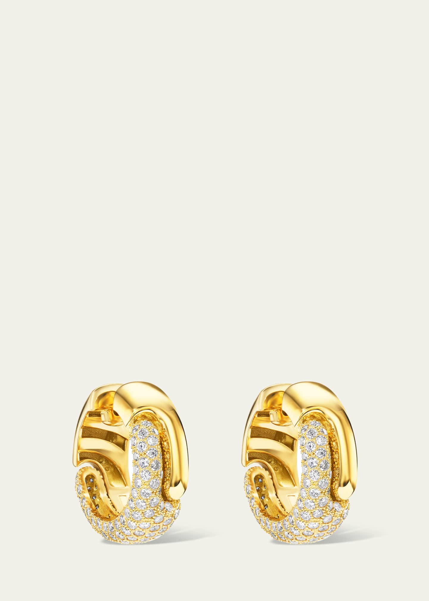 Pamela Zamore 18K Yellow Gold Holos Round Hoop Earrings with Diamonds Image 3 of 3