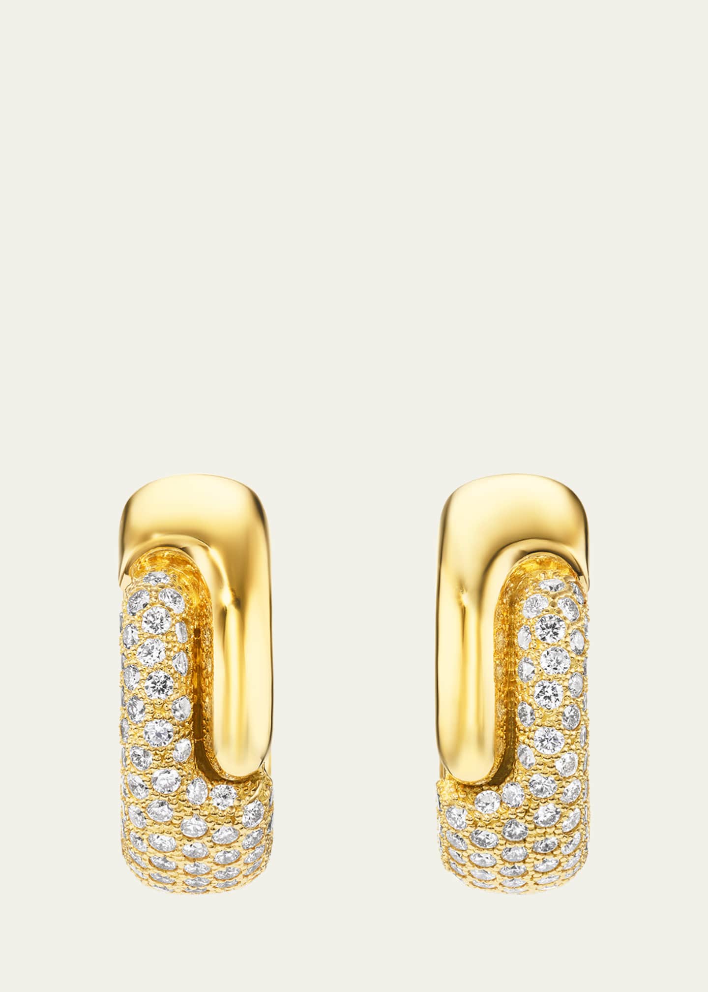 Pamela Zamore 18K Yellow Gold Holos Round Hoop Earrings with Diamonds Image 1 of 3