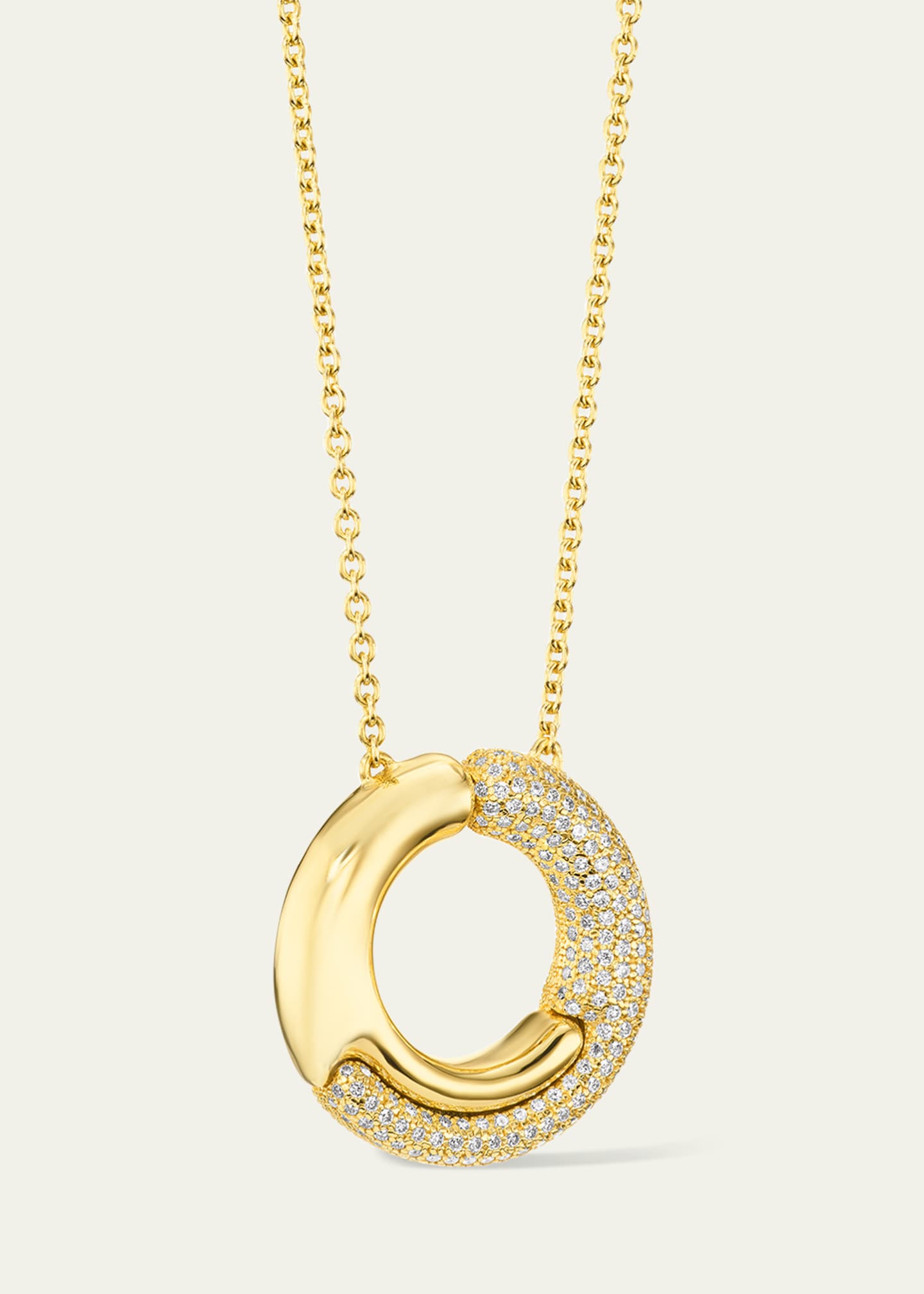 Pamela Zamore 18K Yellow Gold Holos Circle Necklace with Diamonds Image 2 of 3