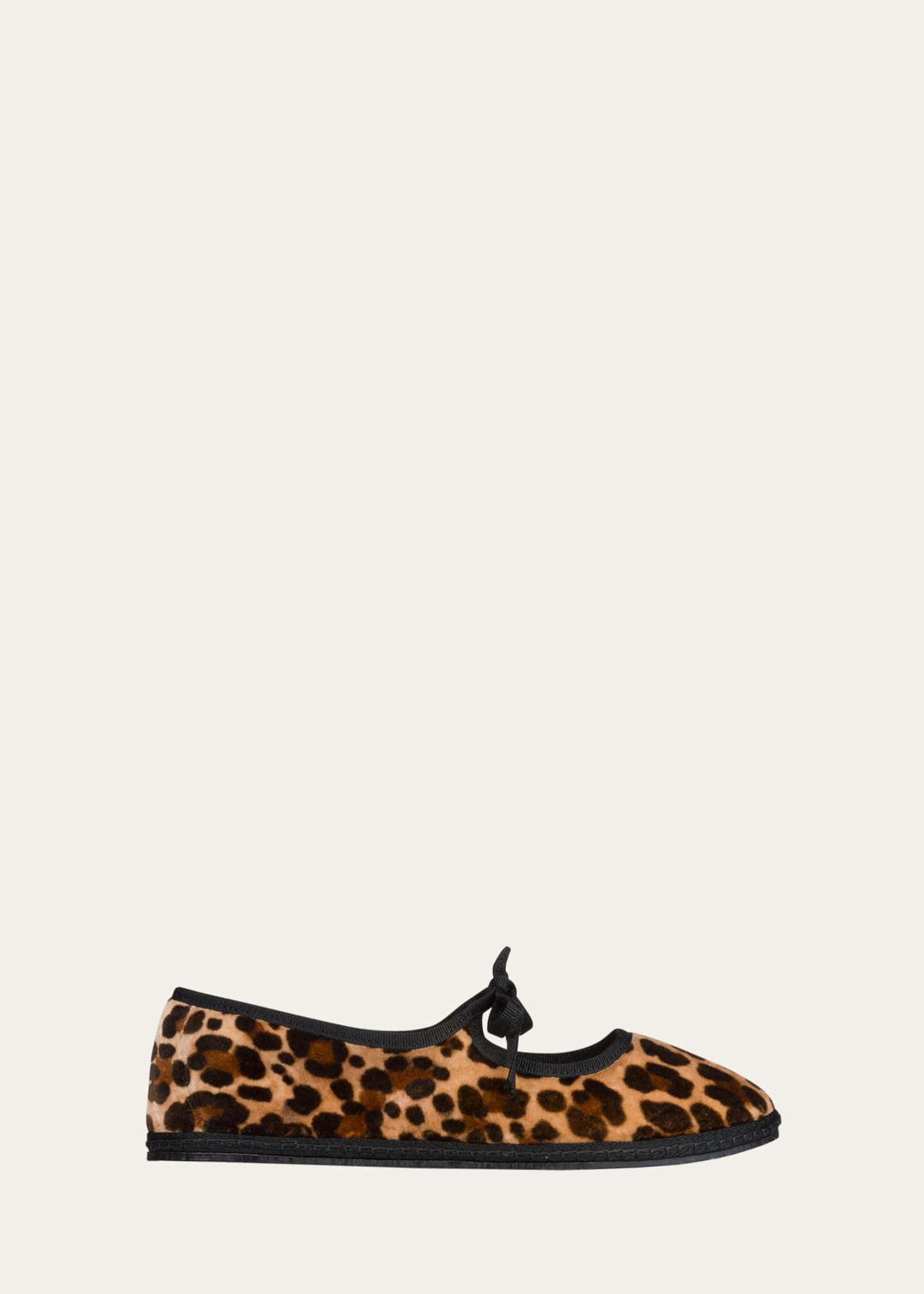 Vibi Venezia Leopard-Printed Canvas Mary Jane Ballerina Flats