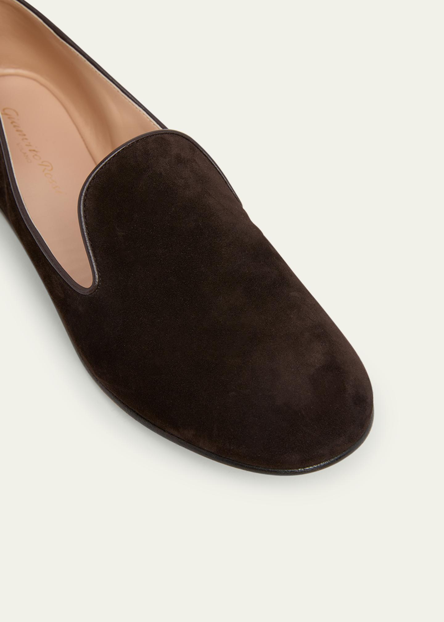 Gianvito Rossi Brown Leather Loafers Slip-On Gianvito Rossi NWB Massimo Suede Slip On Loafers Size 43 US  main image 3