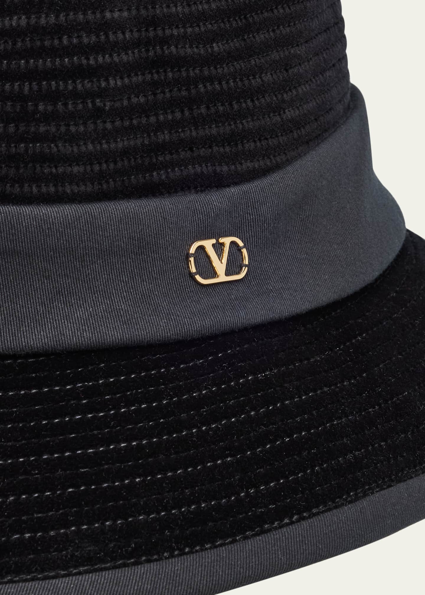 Valentino Garavani Men's VLogo Velvet Fedora Hat - Bergdorf Goodman