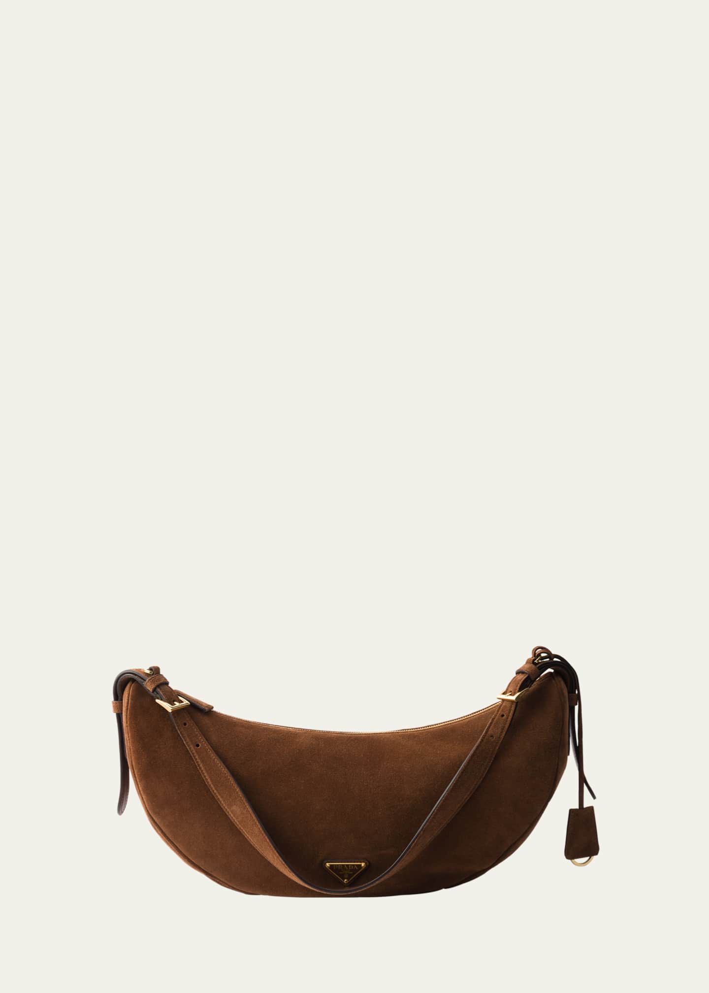 Prada Demi Lune Suede Shoulder Bag Image 1 of 4