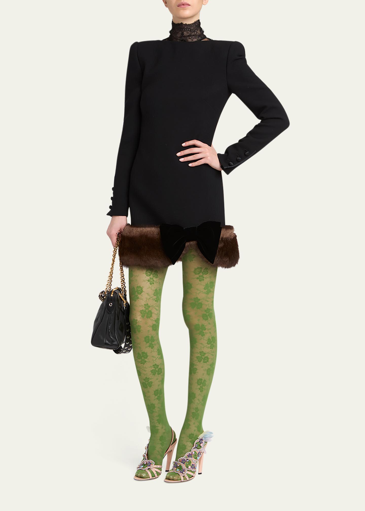 Valentino Garavani Turtleneck Long-Sleeve Sheep Shearling-Trim