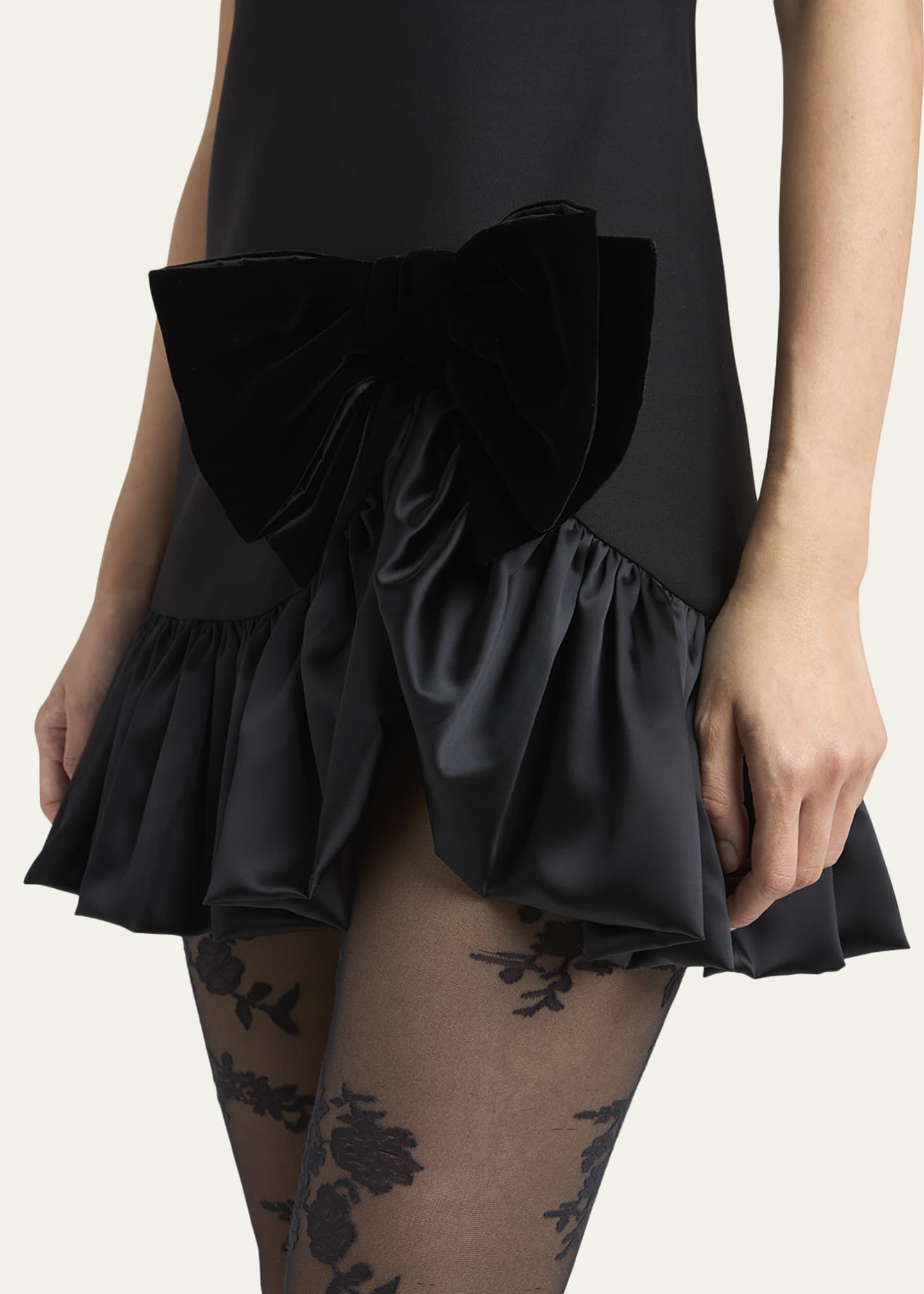 velvet short sleeve mini dress Cute Black Mini Dress - Velvet Mini Dress - Puff Sleeve Dress