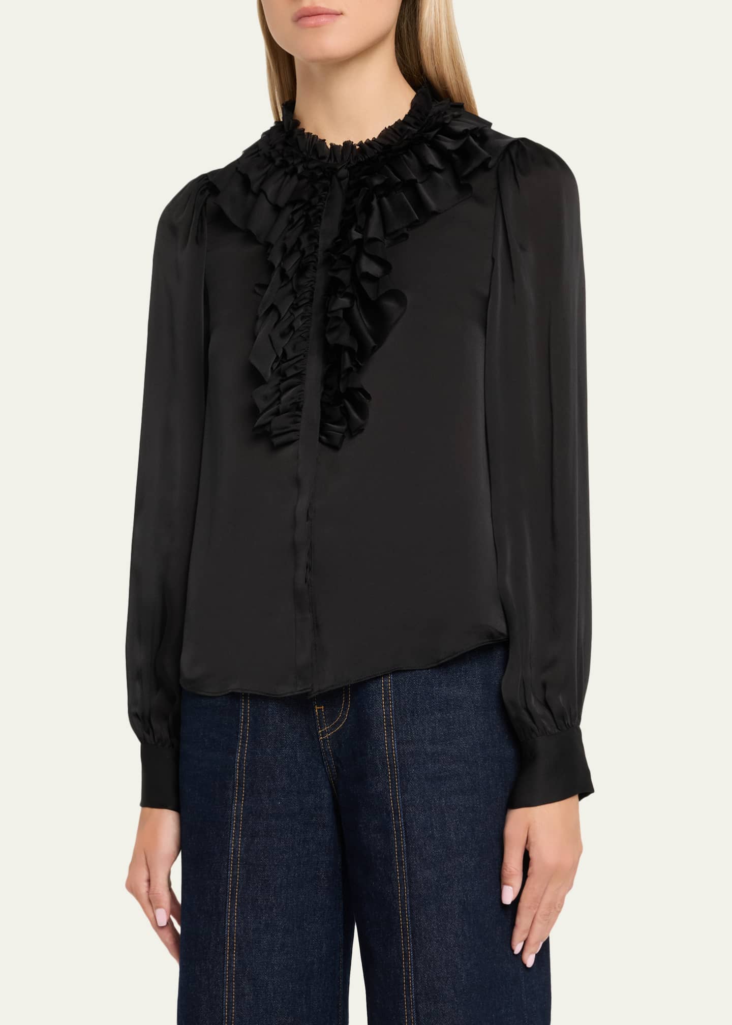 Ulla Johnson Rouen Ruffled Silk Blouse Image 4 of 5