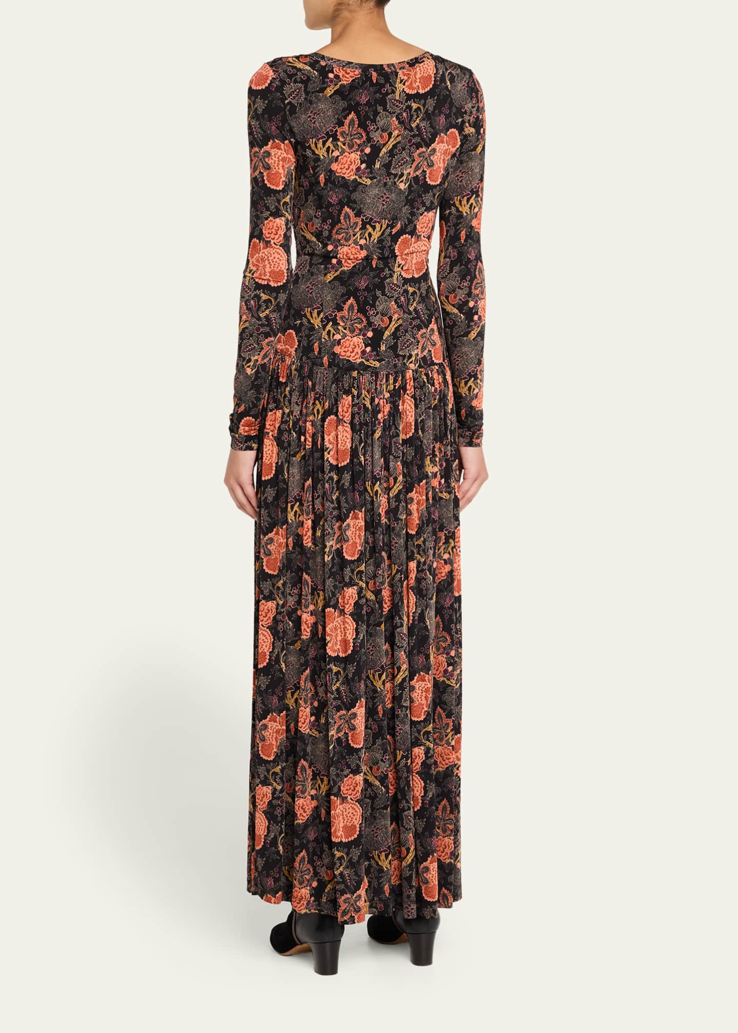 Ulla Johnson Amal Printed Long-Sleeve Jersey Maxi Dress Image 3 of 5