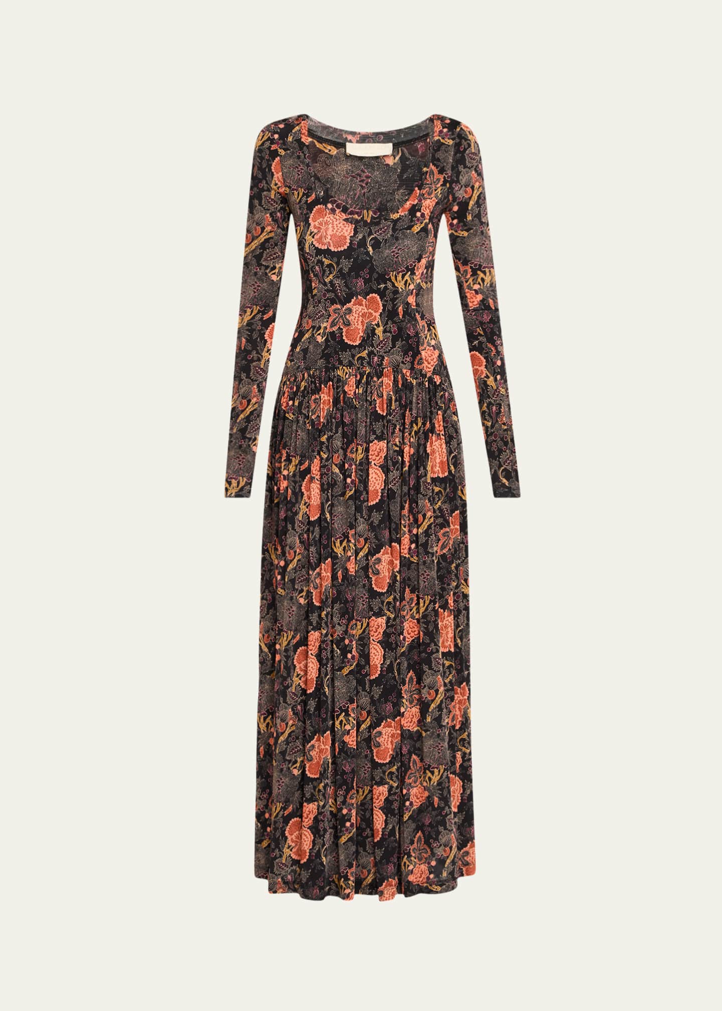 Ulla Johnson Amal Printed Long-Sleeve Jersey Maxi Dress Image 1 of 5