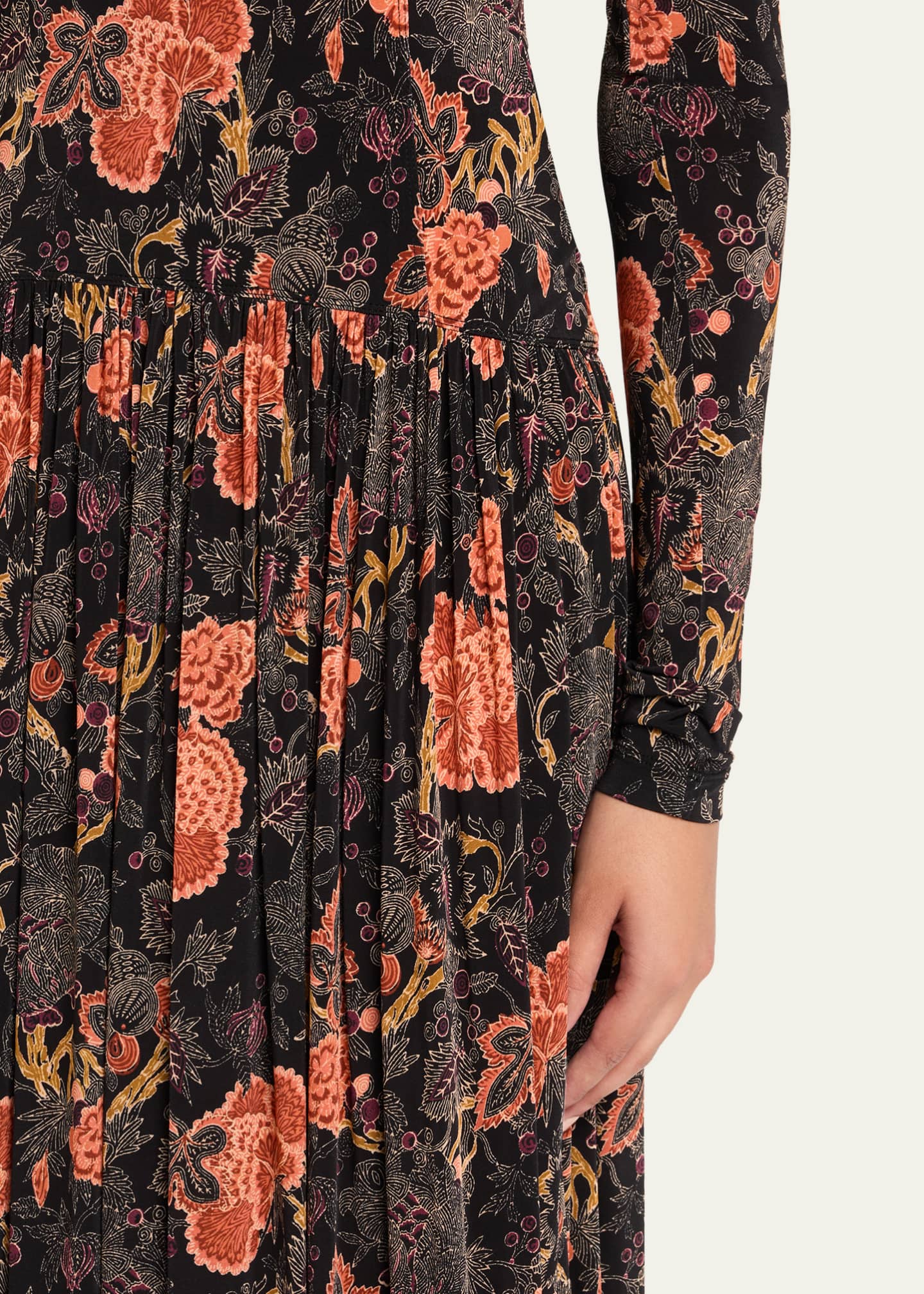 Ulla Johnson Amal Printed Long-Sleeve Jersey Maxi Dress Image 5 of 5