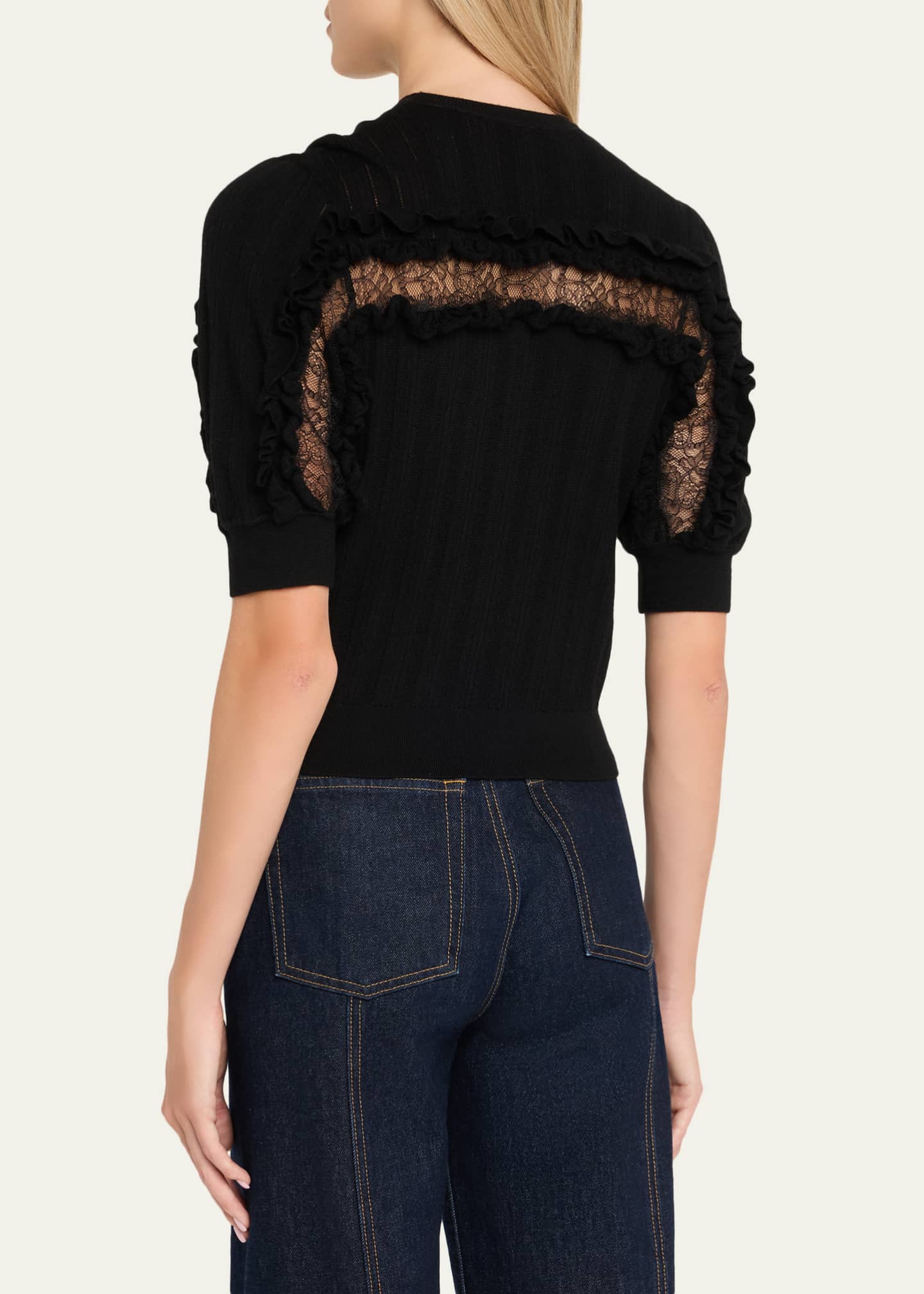 Ulla Johnson Salima Short-Sleeve Knit Shirt Image 3 of 5