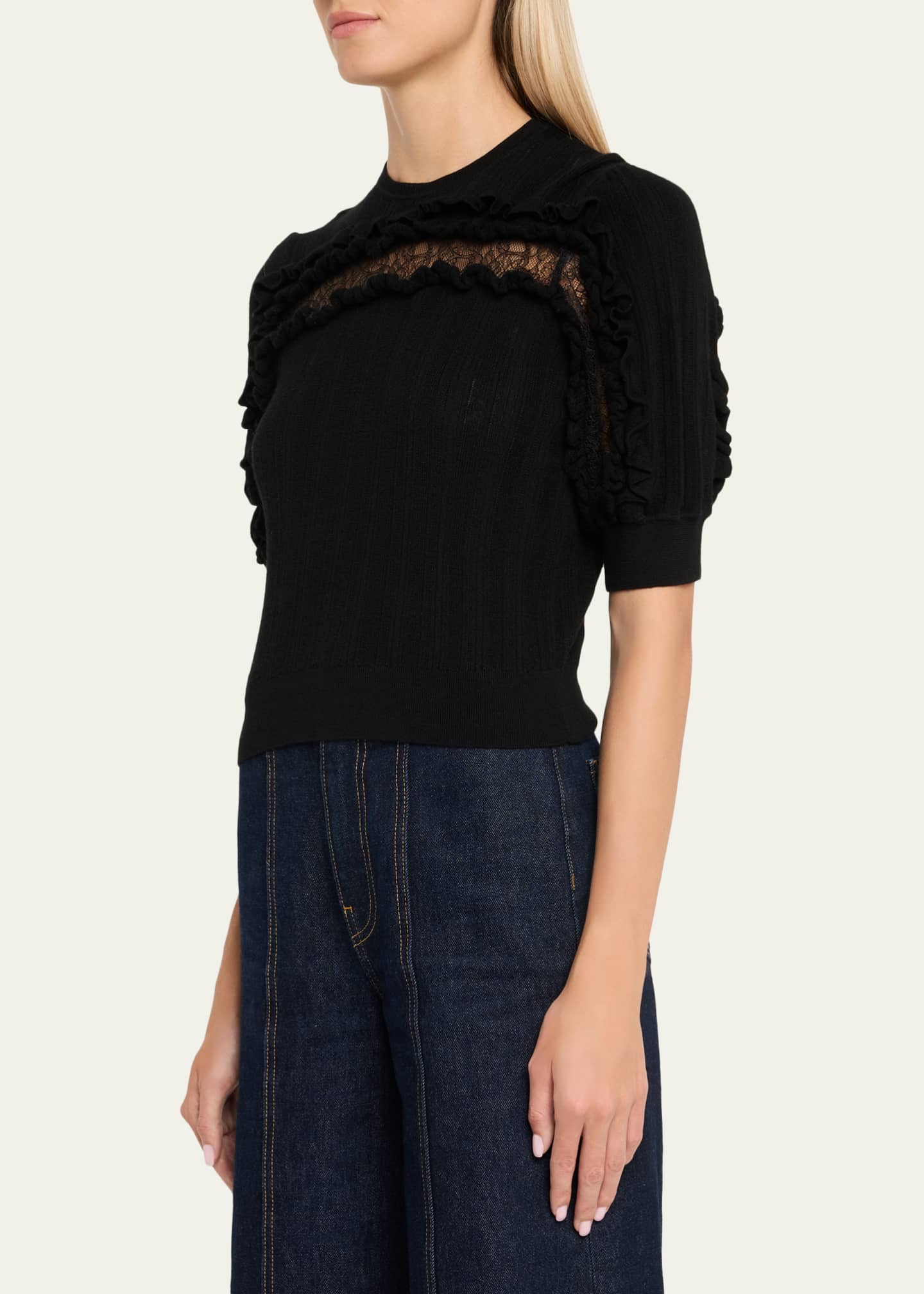 Ulla Johnson Salima Short-Sleeve Knit Shirt Image 4 of 5