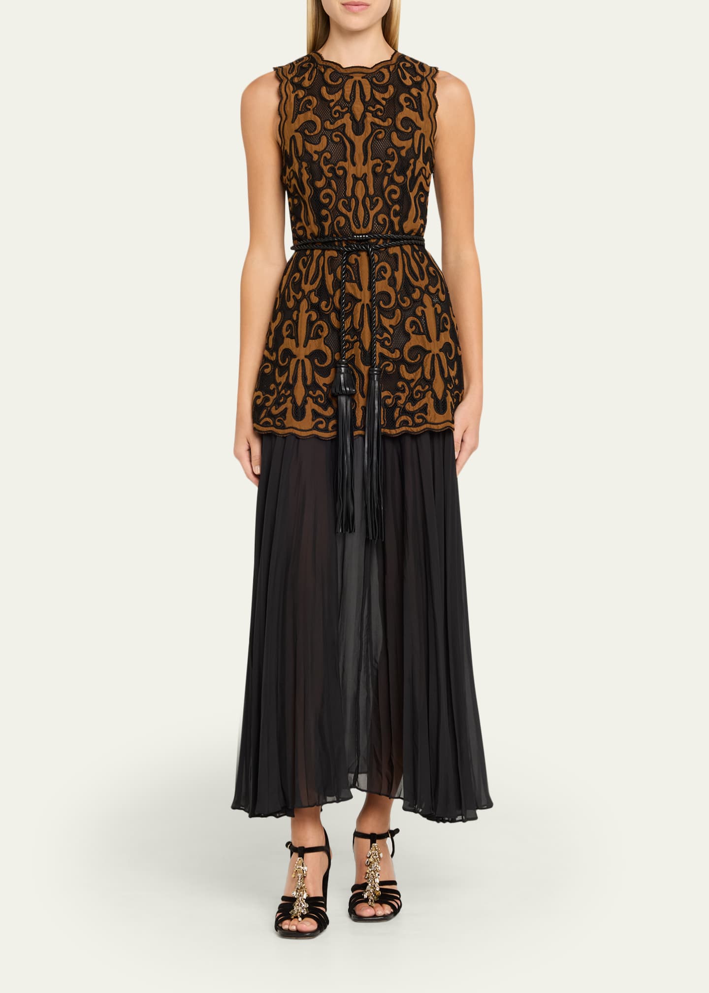Auryn Appliqué Sleeveless Midi Dress