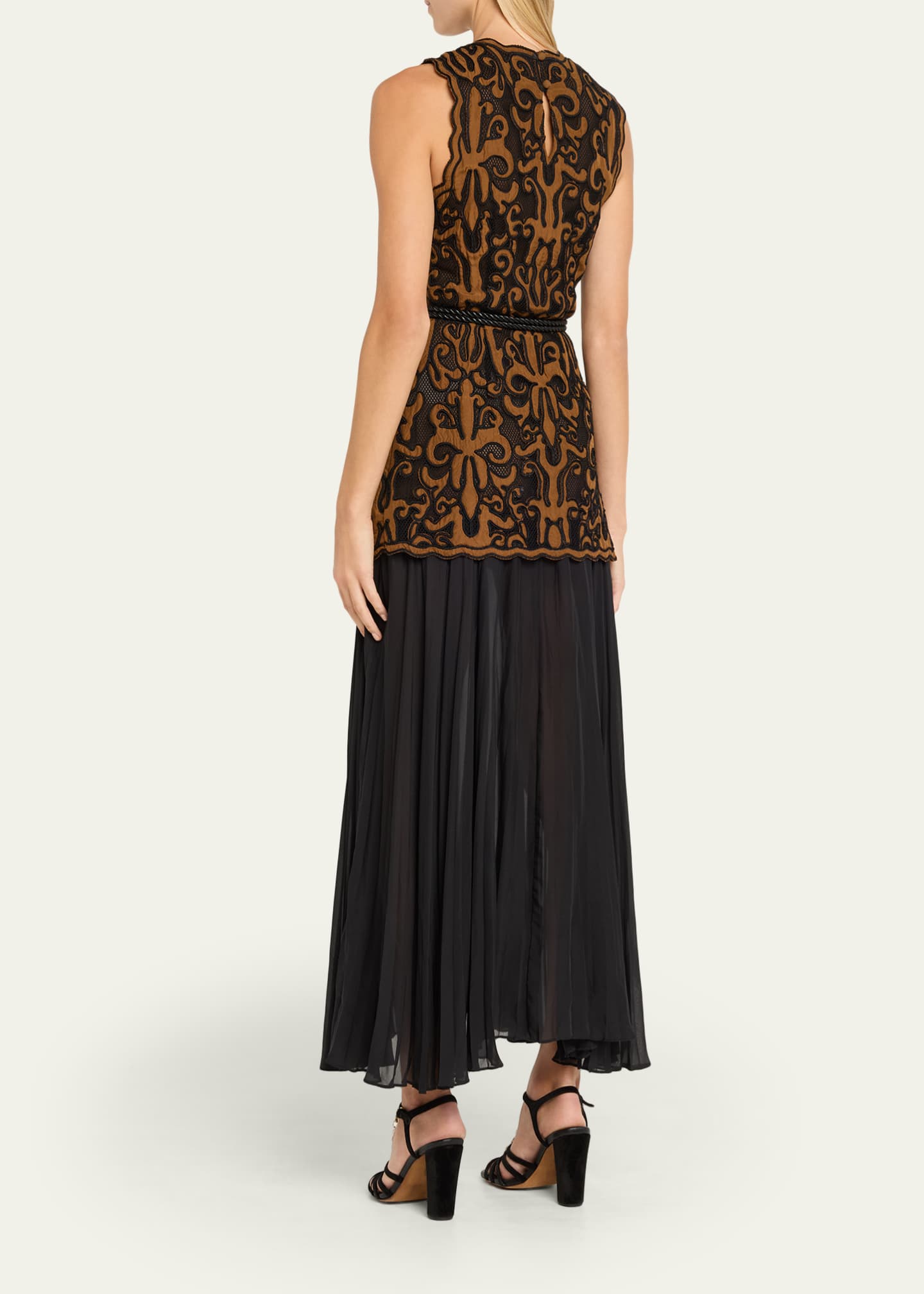Auryn Appliqué Sleeveless Midi Dress