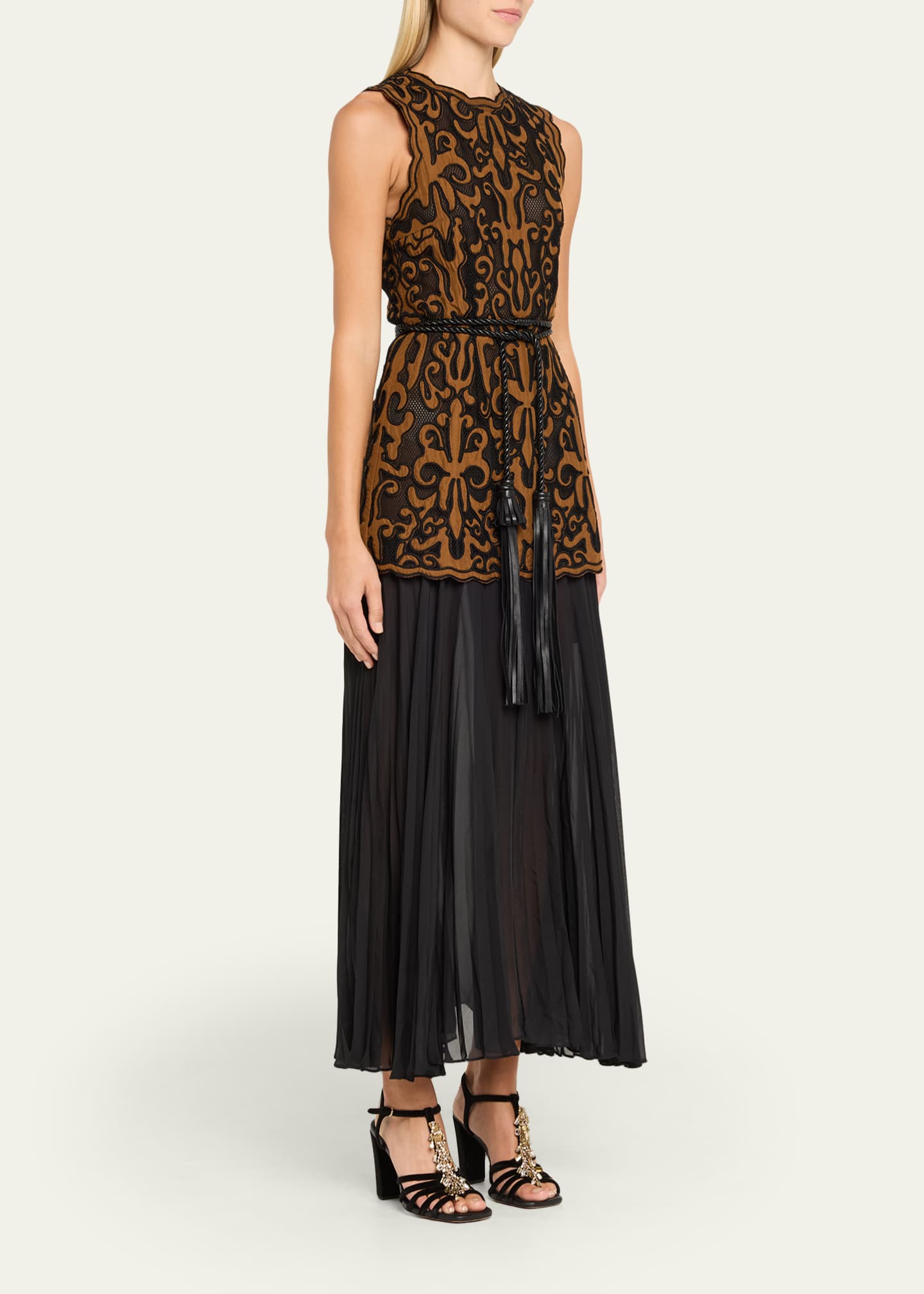 Auryn Appliqué Sleeveless Midi Dress