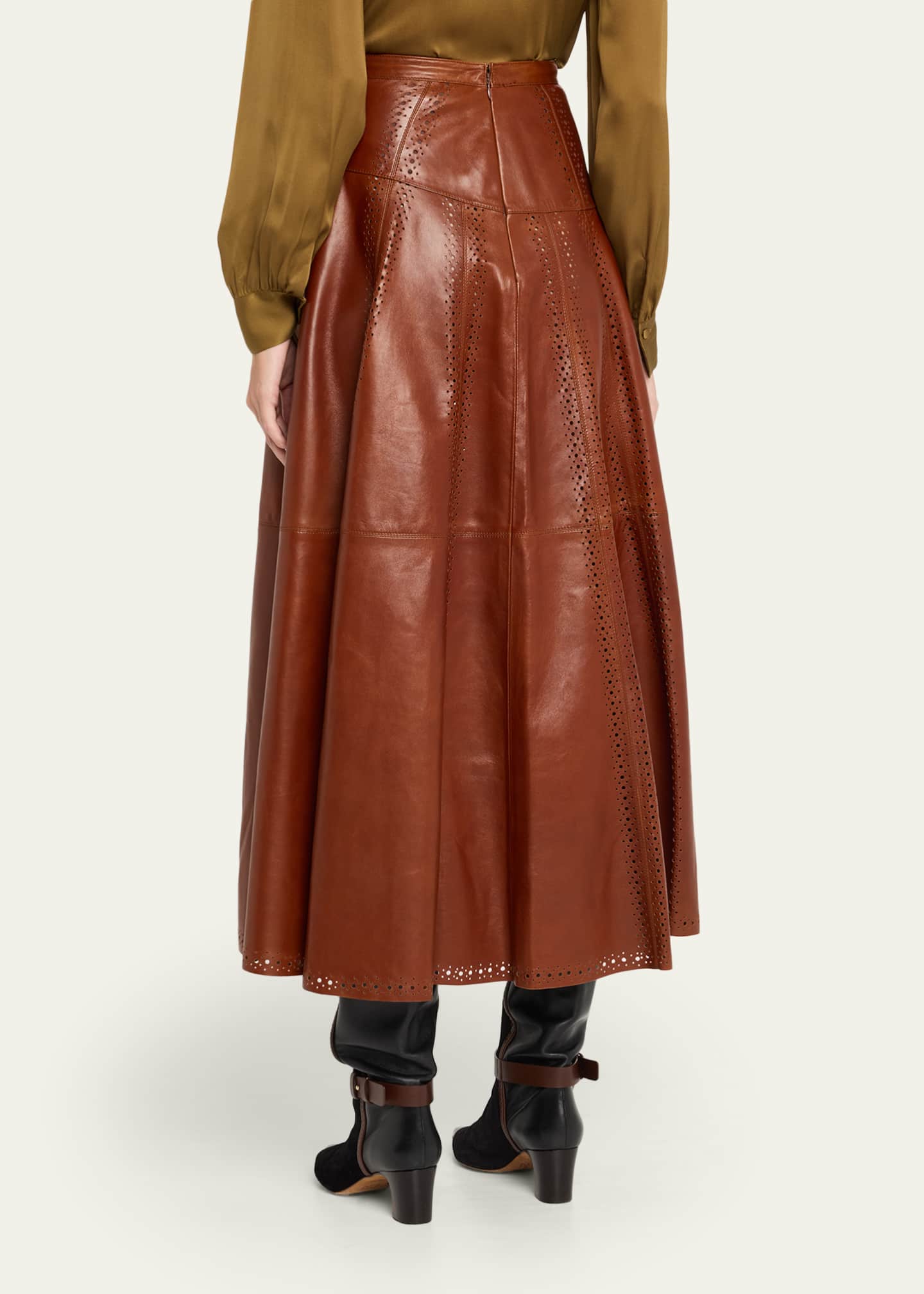 Ulla Johnson Aninda Leather Midi Skirt Image 3 of 5