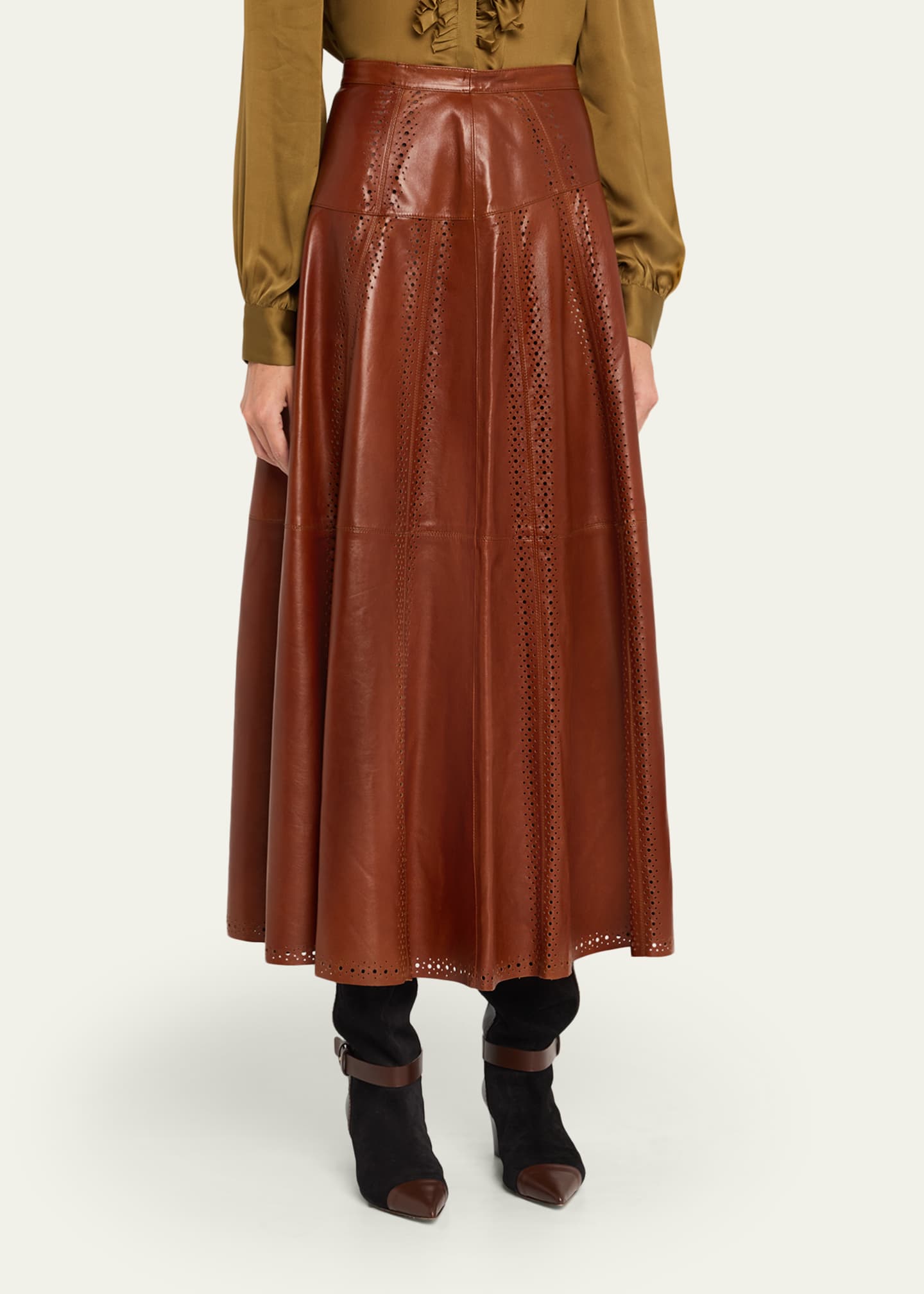 Ulla Johnson Aninda Leather Midi Skirt Image 4 of 5