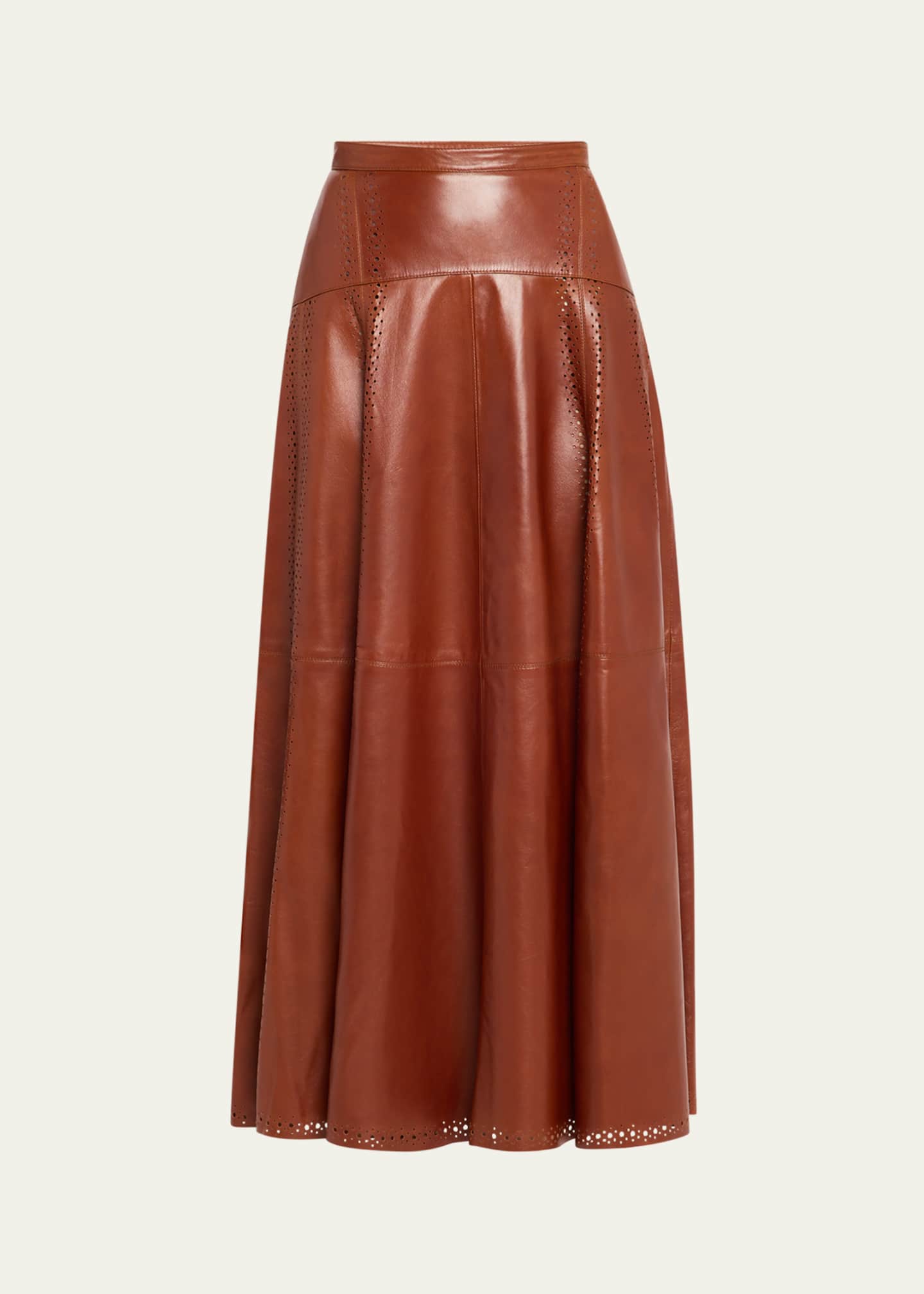Ulla Johnson Aninda Leather Midi Skirt Image 1 of 5