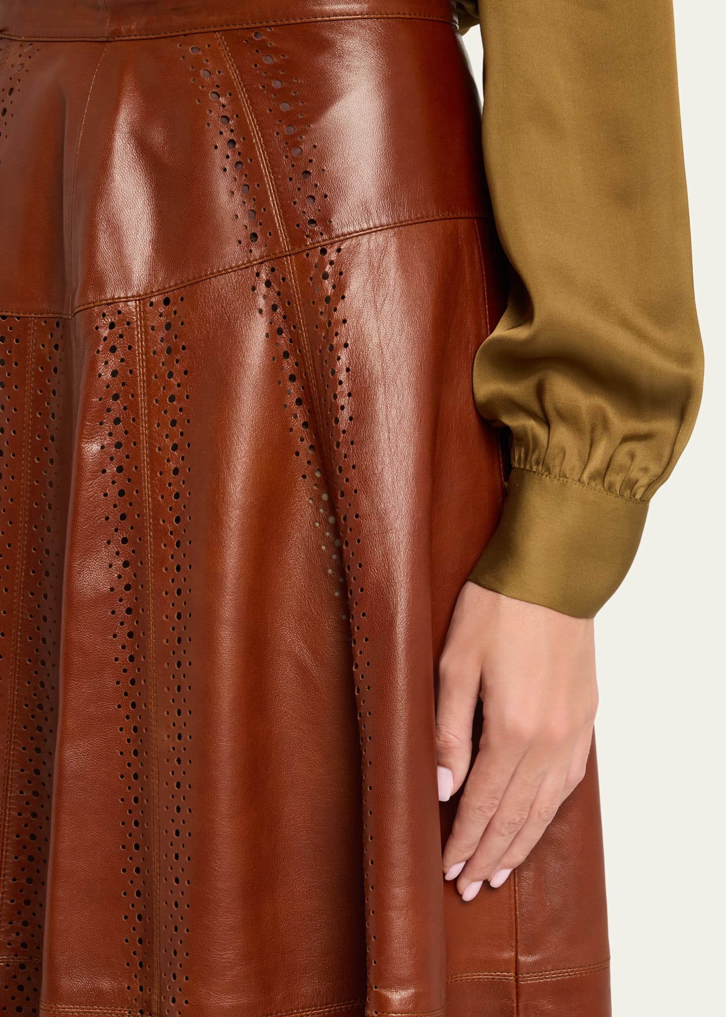 Ulla Johnson Aninda Leather Midi Skirt Image 5 of 5
