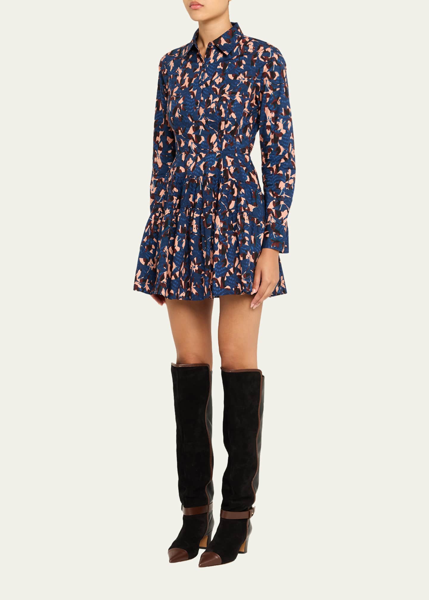 Nanette Long-Sleeve Mini Shirtdress