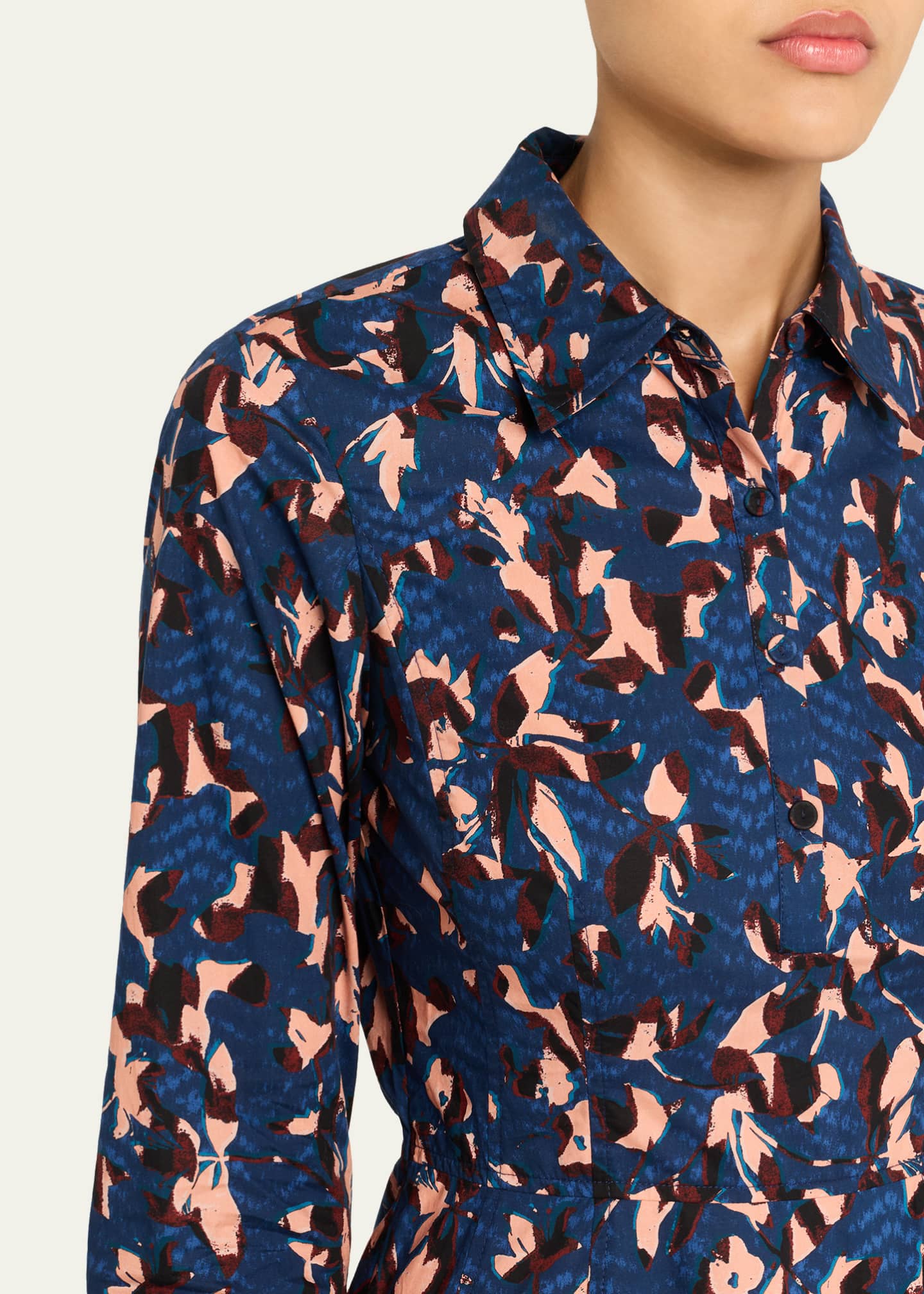 Nanette Long-Sleeve Mini Shirtdress