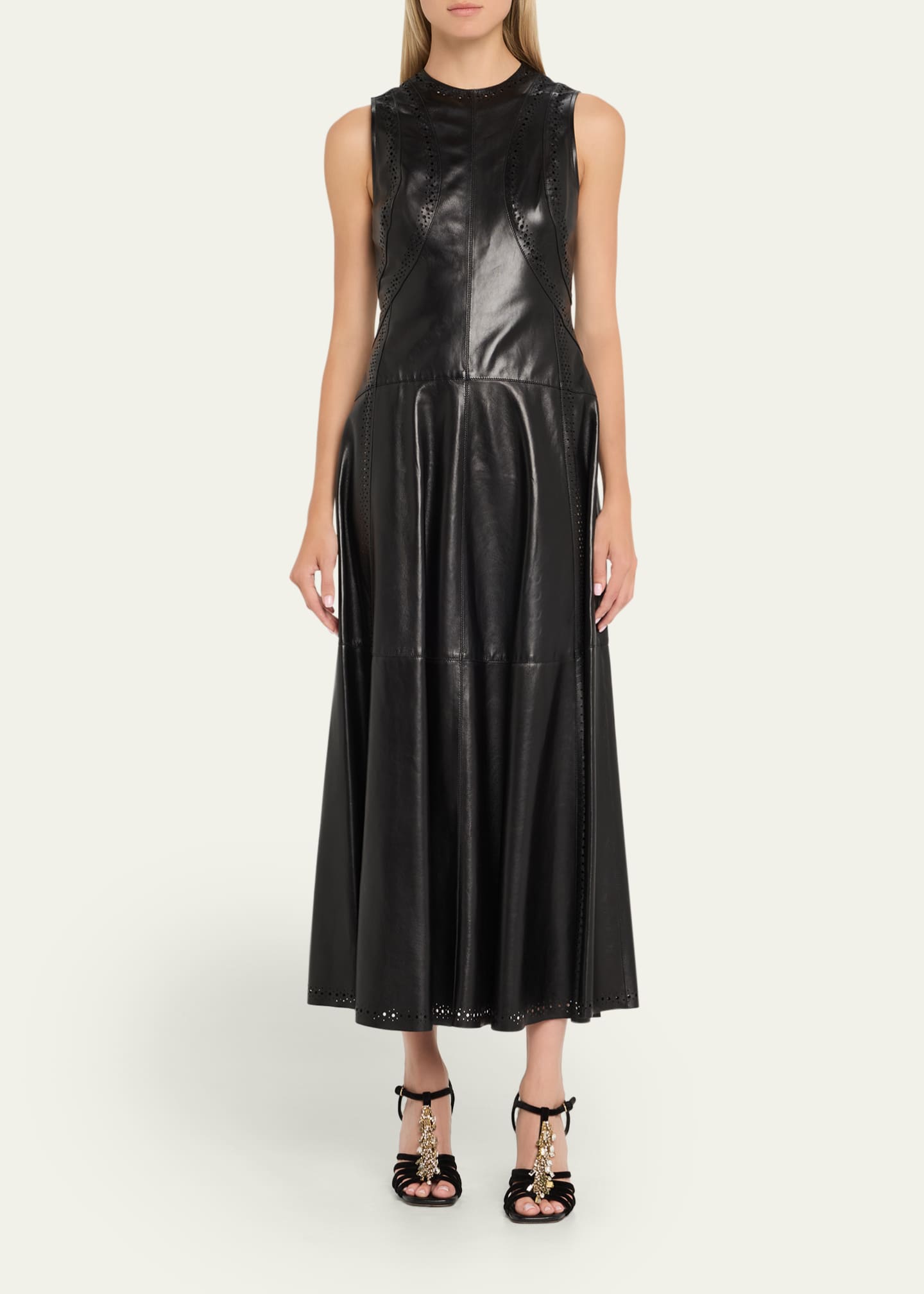 Juliette Sleeveless Leather Midi Dress