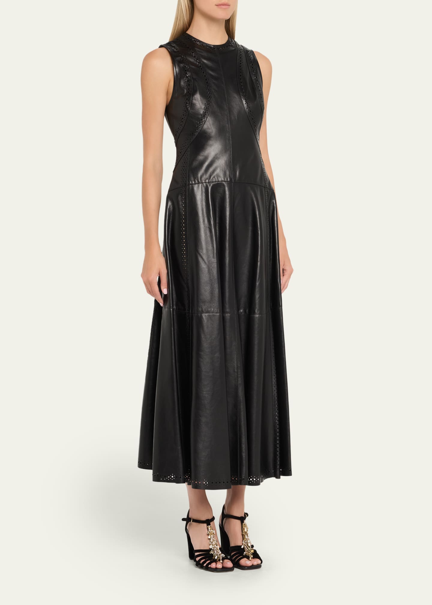 Juliette Sleeveless Leather Midi Dress