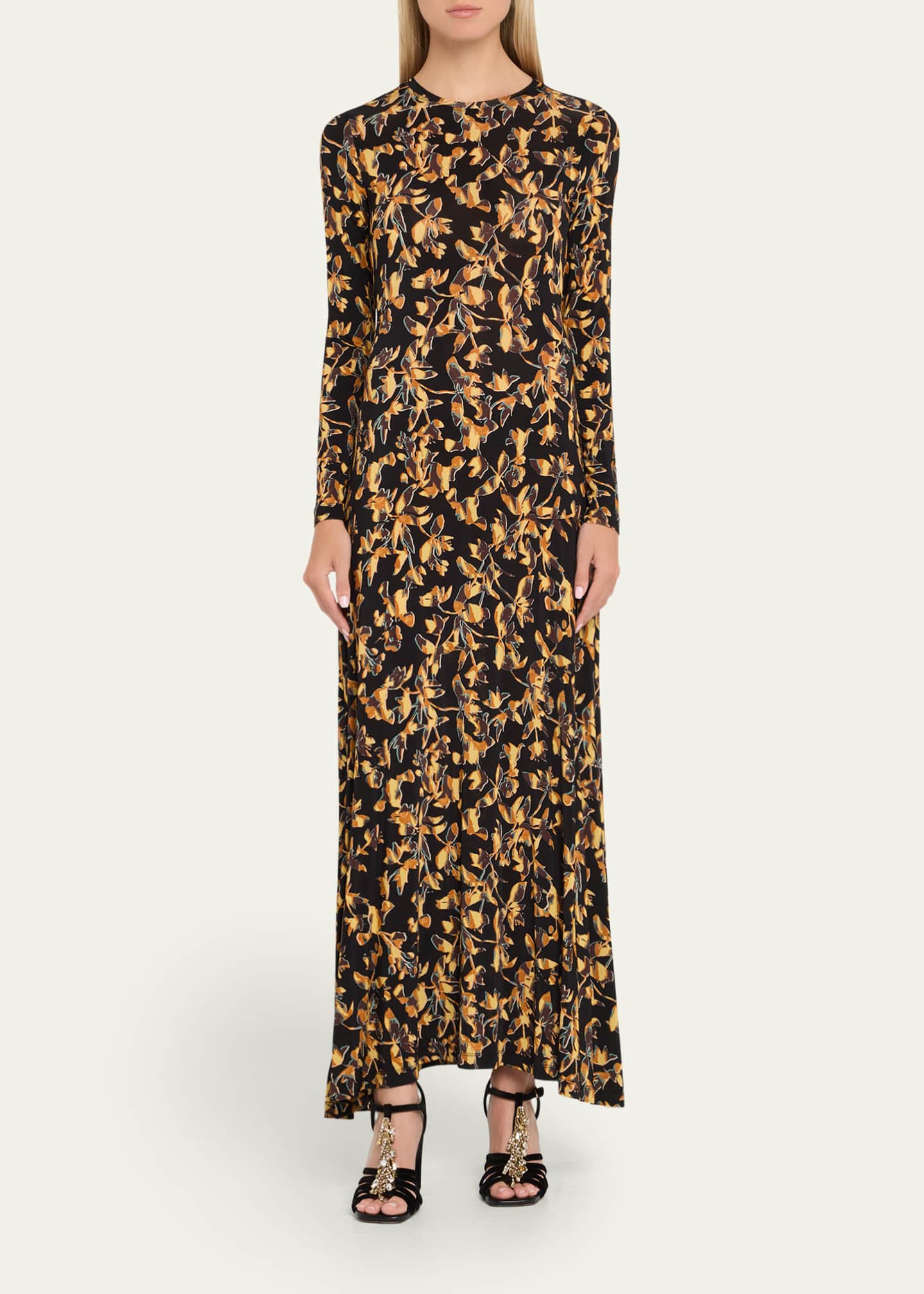 Ulla Johnson Amari Floral Long-Sleeve Jersey Dress Image 2 of 5