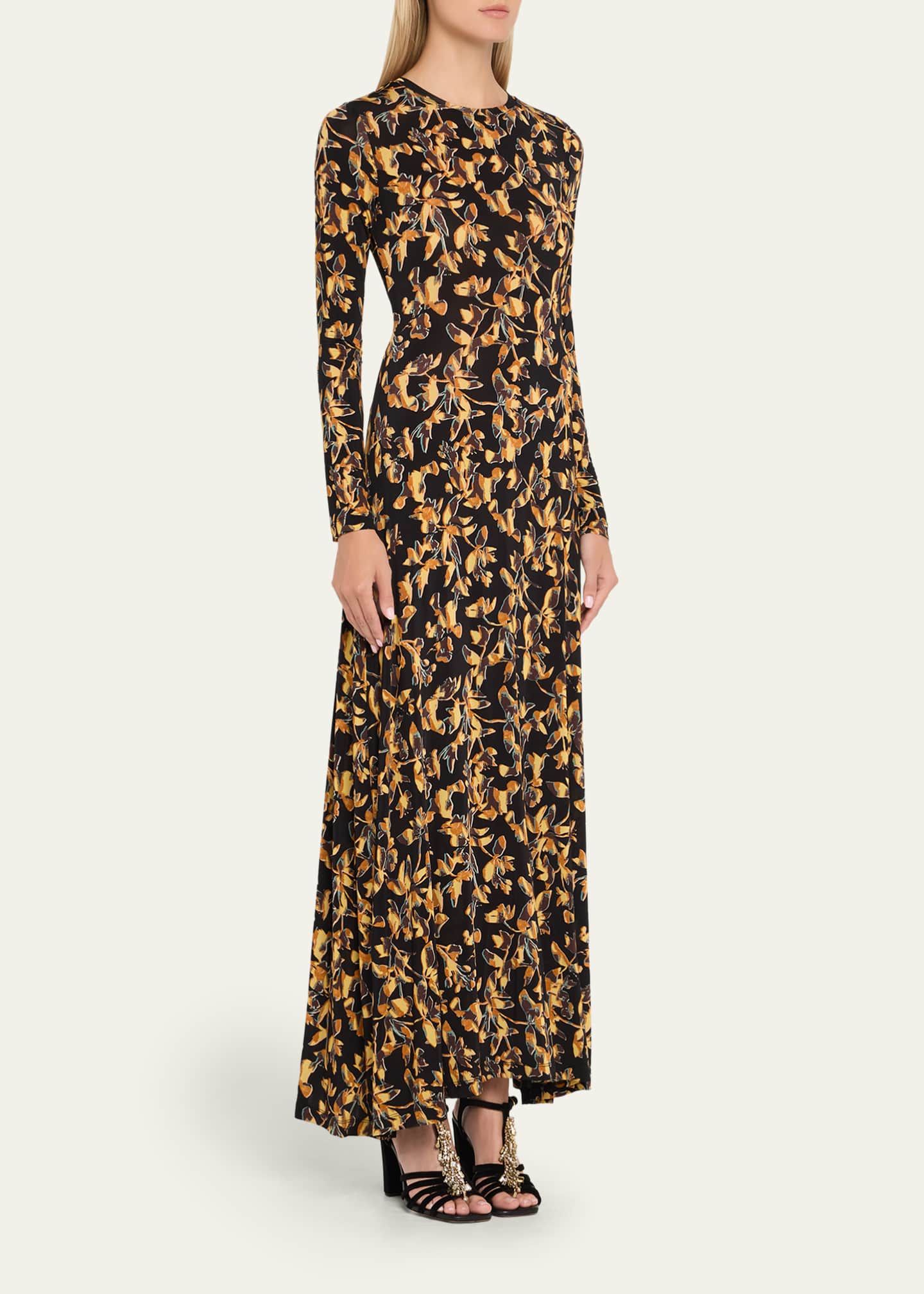 Ulla Johnson Amari Floral Long-Sleeve Jersey Dress Image 4 of 5
