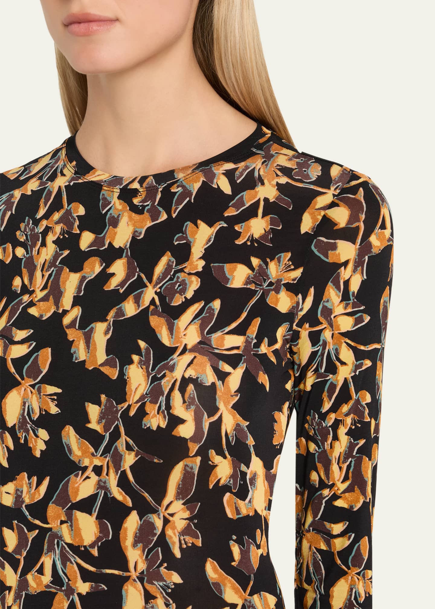 Ulla Johnson Amari Floral Long-Sleeve Jersey Dress Image 5 of 5