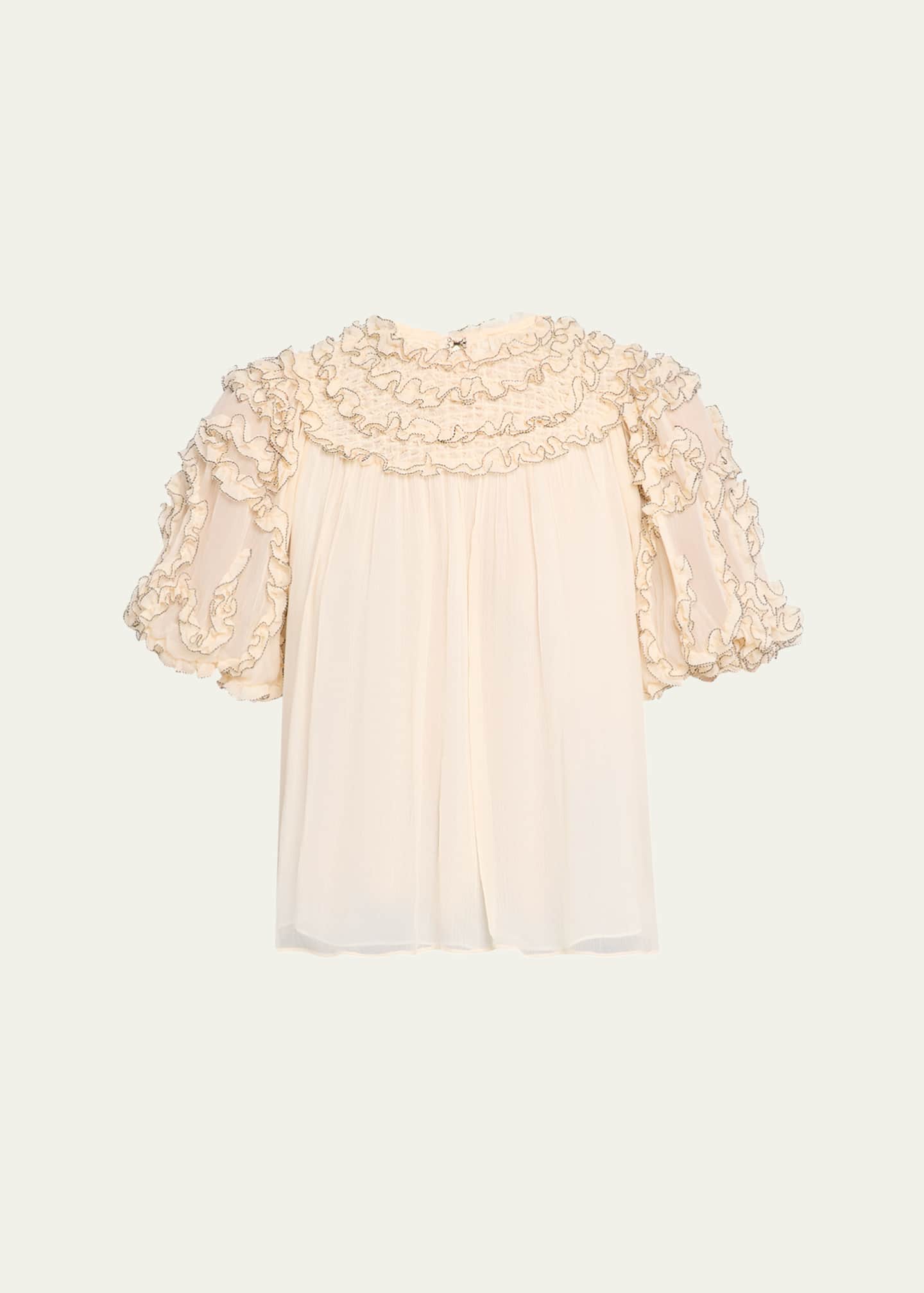 Ulla Johnson Isolda Short-Sleeve Silk Blouse Image 1 of 5