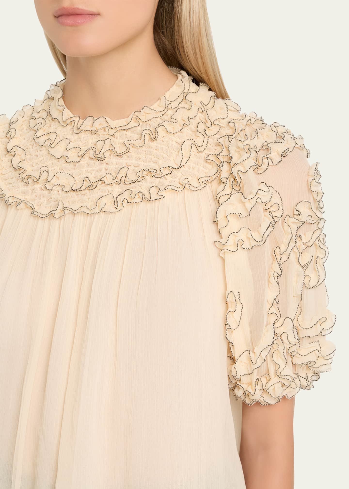 Ulla Johnson Isolda Short-Sleeve Silk Blouse Image 5 of 5