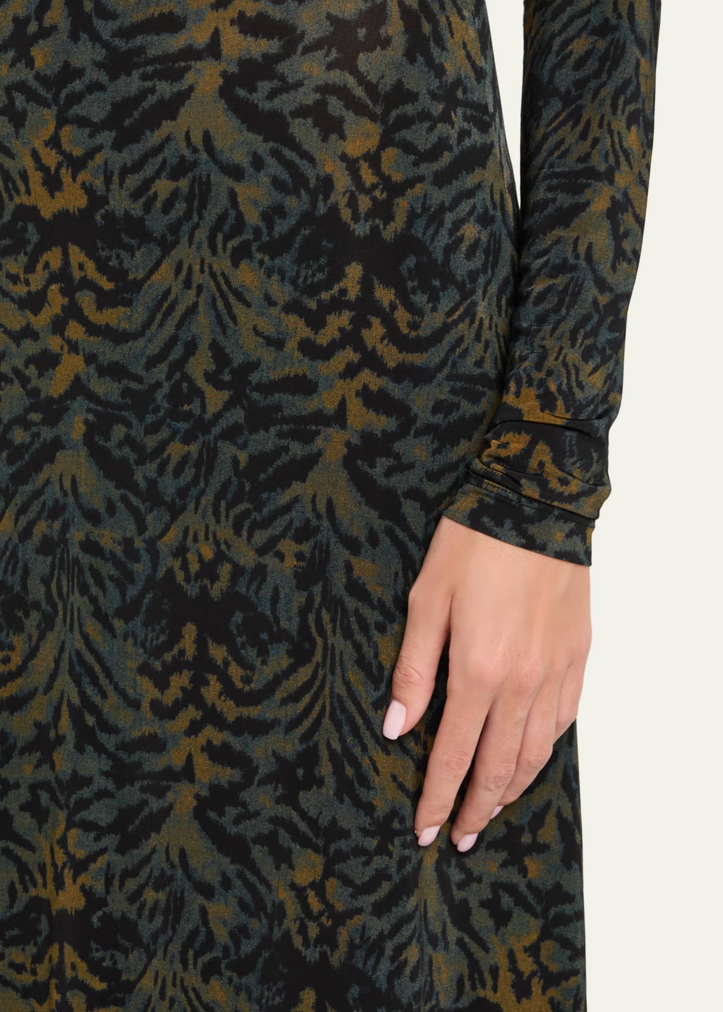 Koa Ruched Jersey Turtleneck Maxi Dress