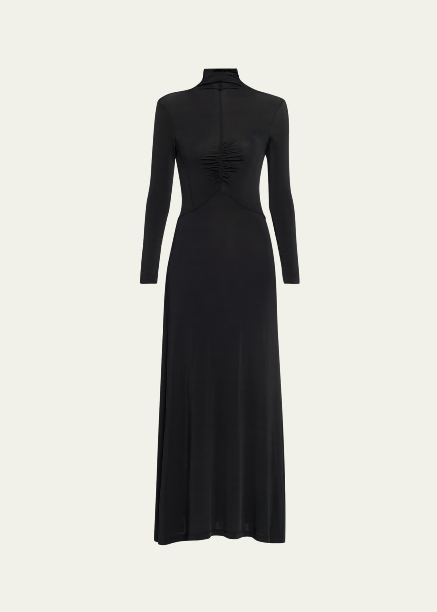 Ulla Johnson Women's Koa Jersey Ruched Turtleneck Maxi Dress - Noir - Size Small