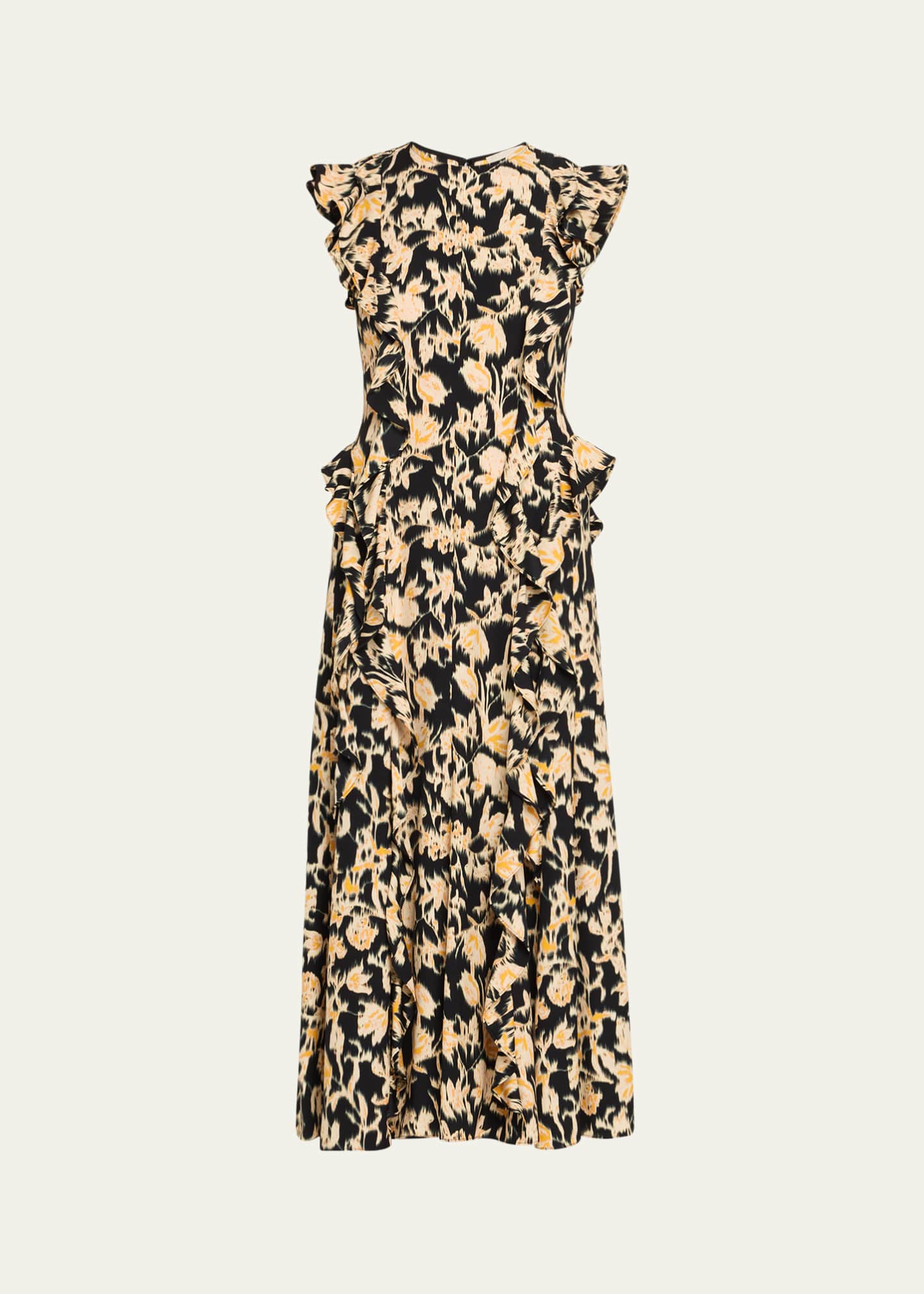 Ulla Johnson Flo Floral Flutter-Sleeve Midi Dress Image 1 of 5