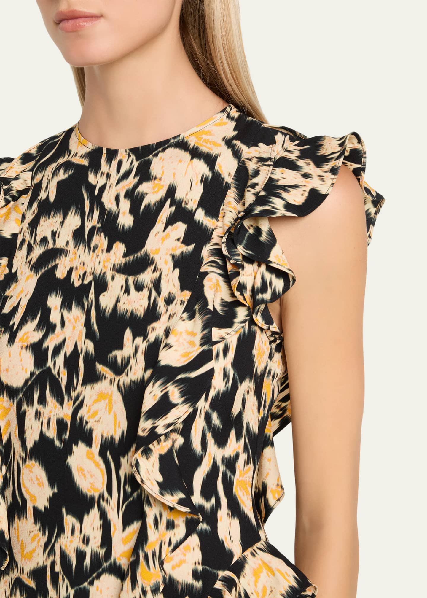 Ulla Johnson Flo Floral Flutter-Sleeve Midi Dress Image 5 of 5