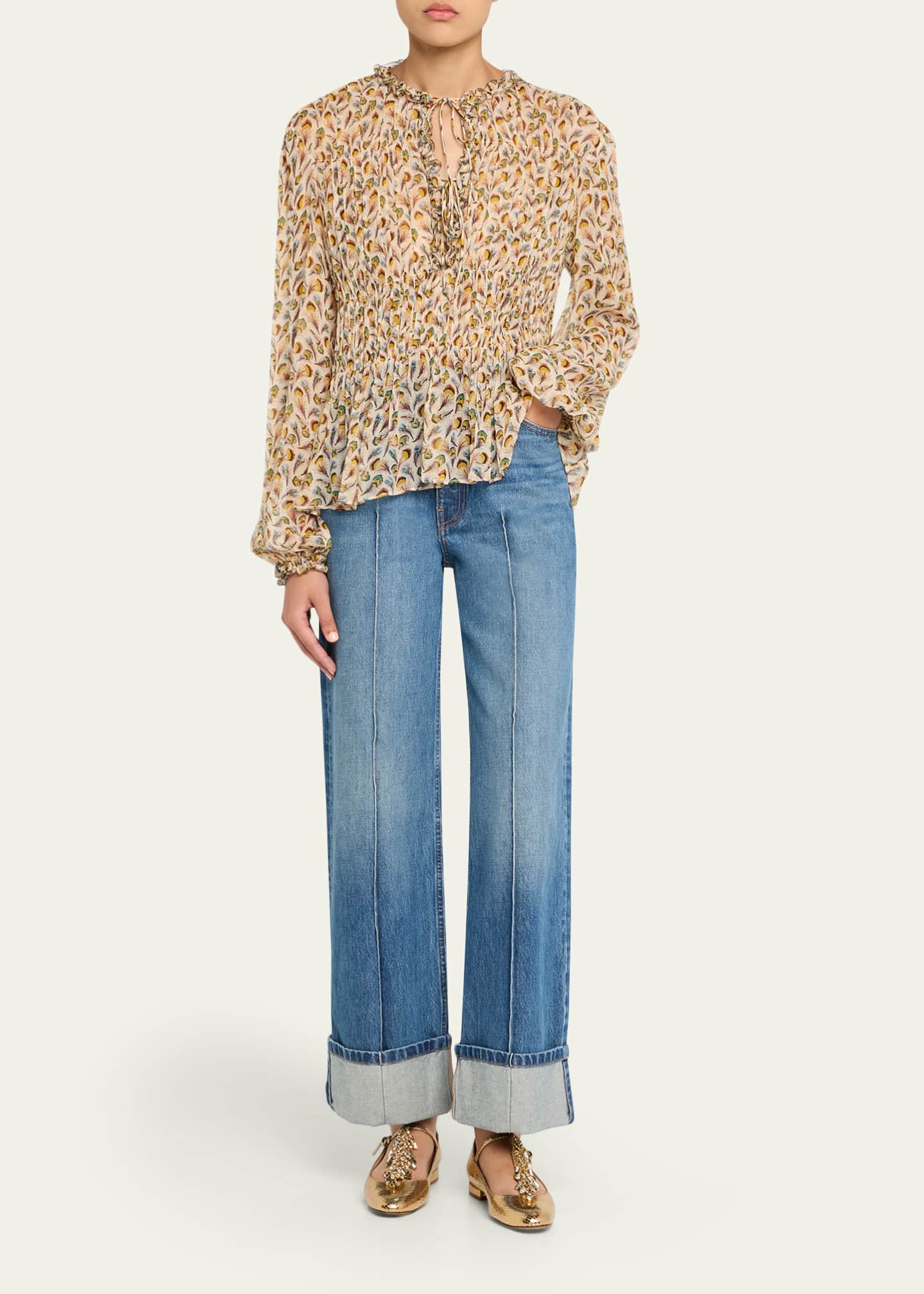 Ulla Johnson Robbie Tie-Front Silk Blouse Image 2 of 5
