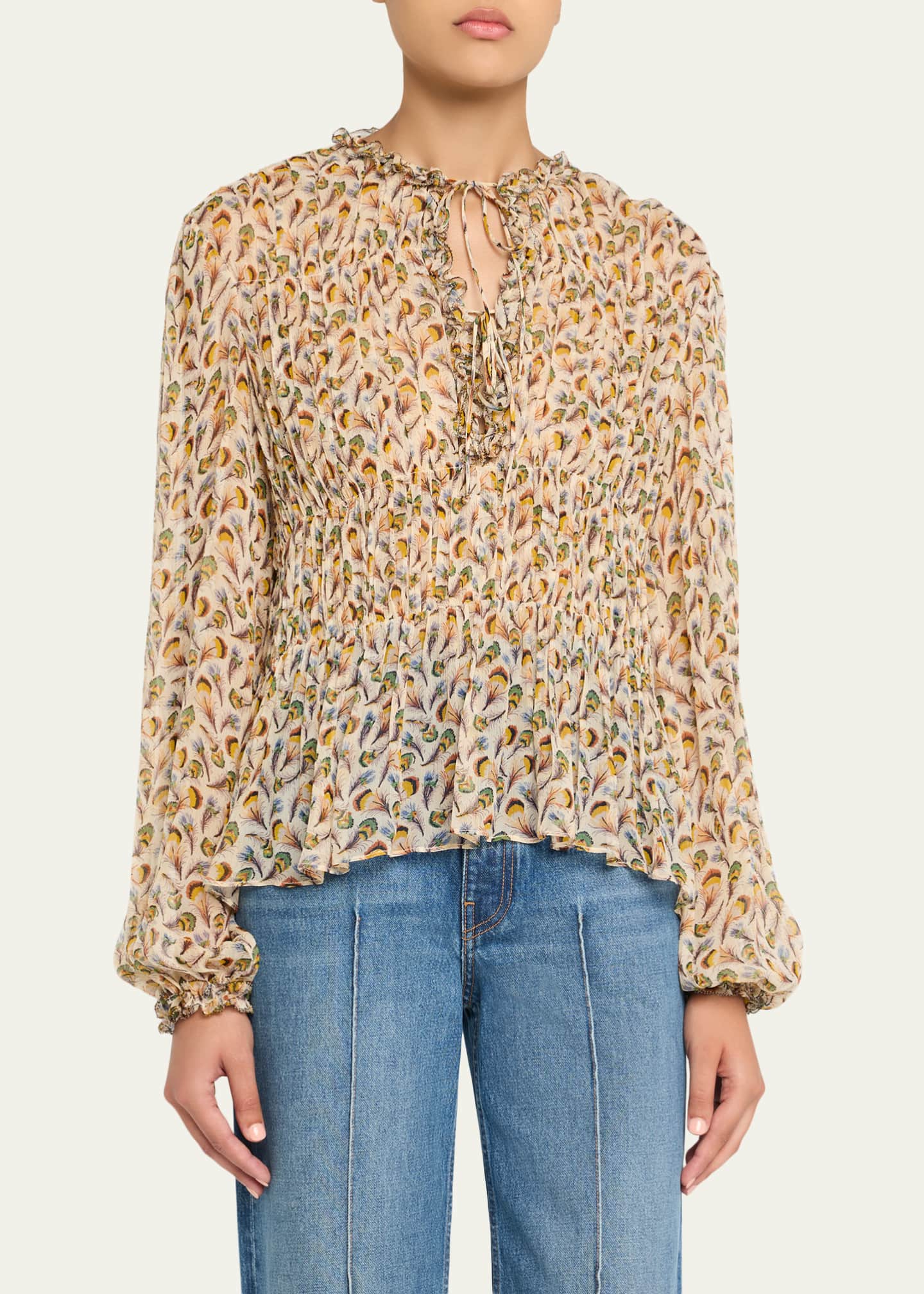 Ulla Johnson Robbie Tie-Front Silk Blouse Image 4 of 5