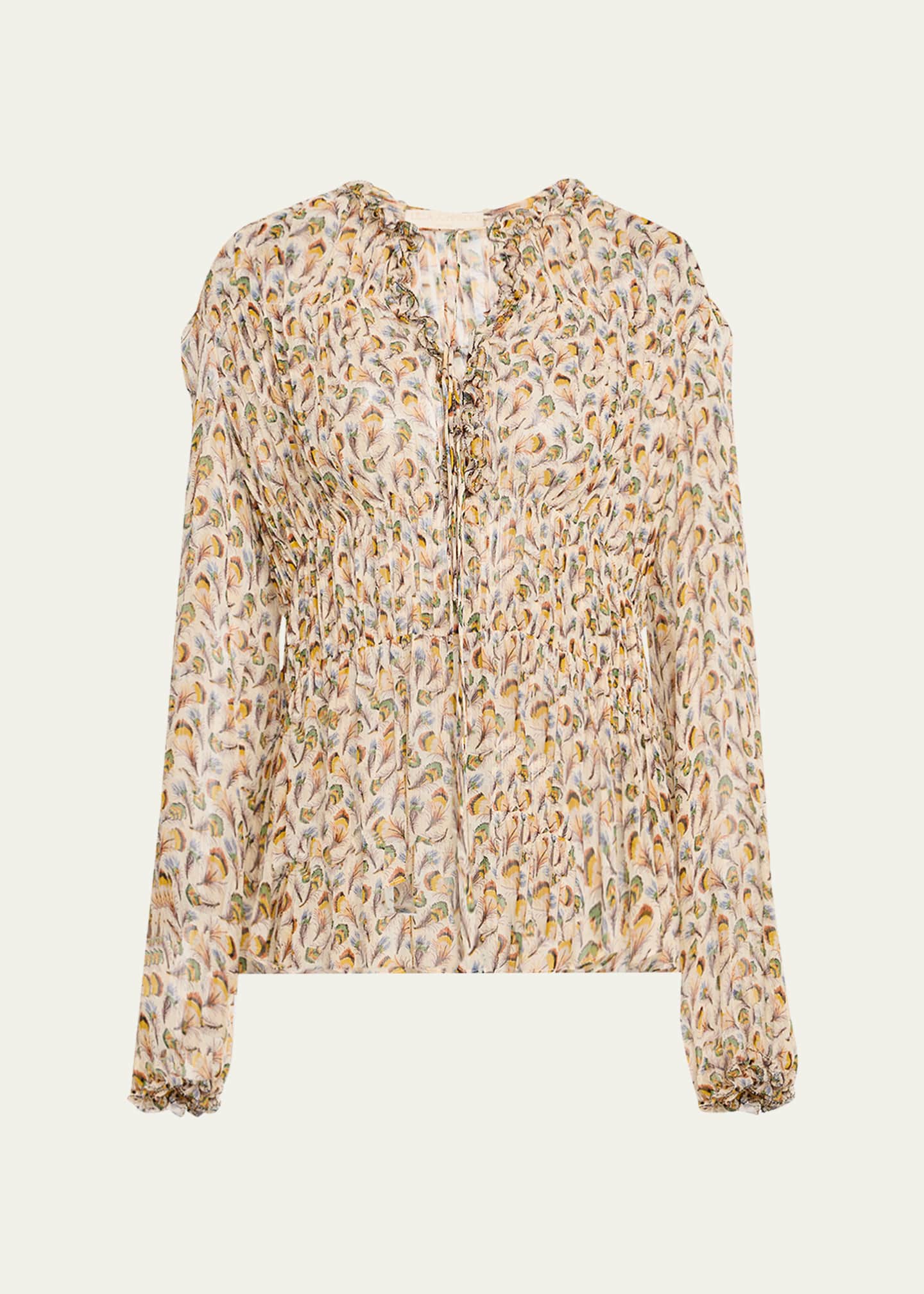 Ulla Johnson Robbie Tie-Front Silk Blouse Image 1 of 5