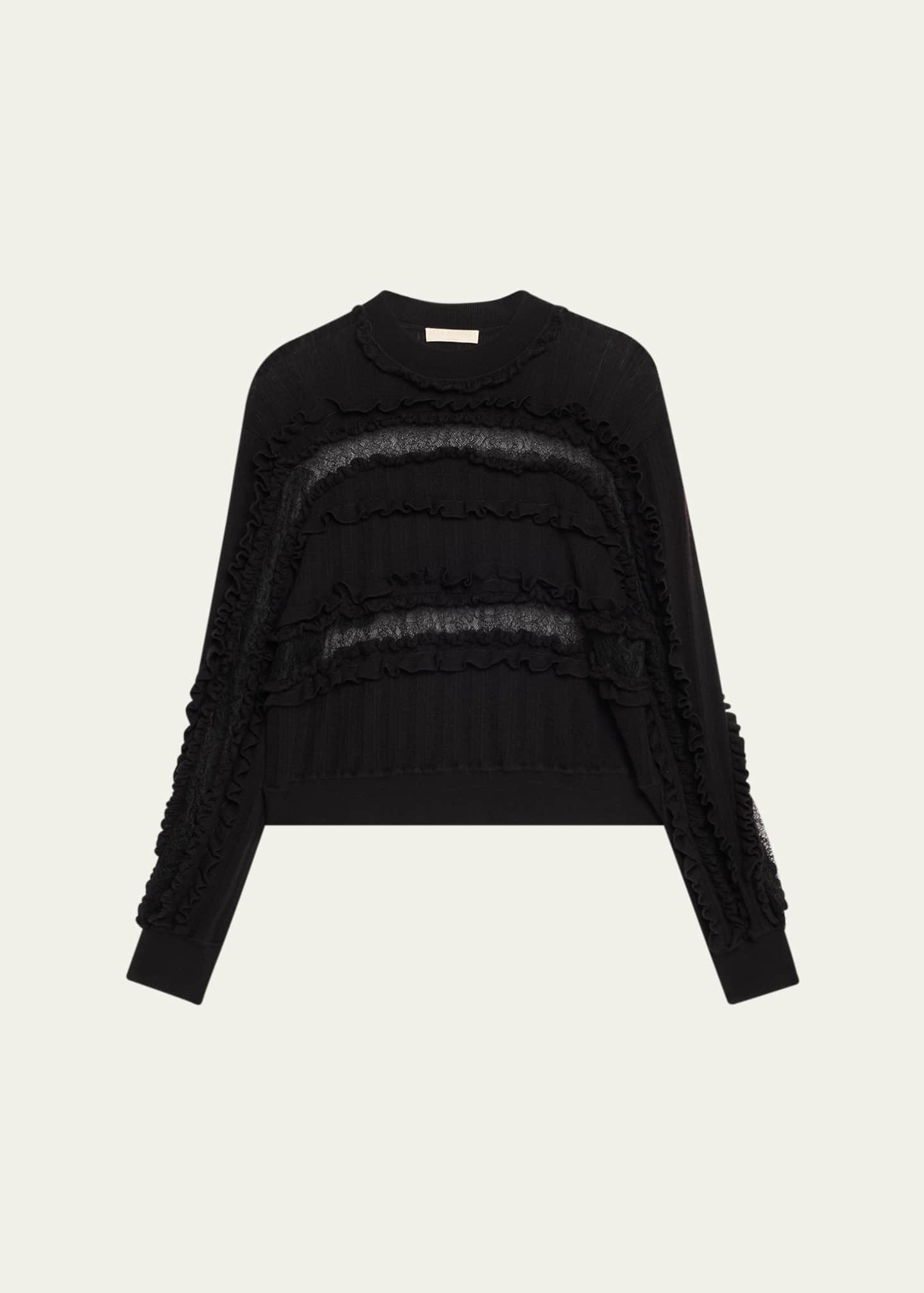 Ulla Johnson Demma Ruffled Fine-Knit Sweater Image 1 of 5