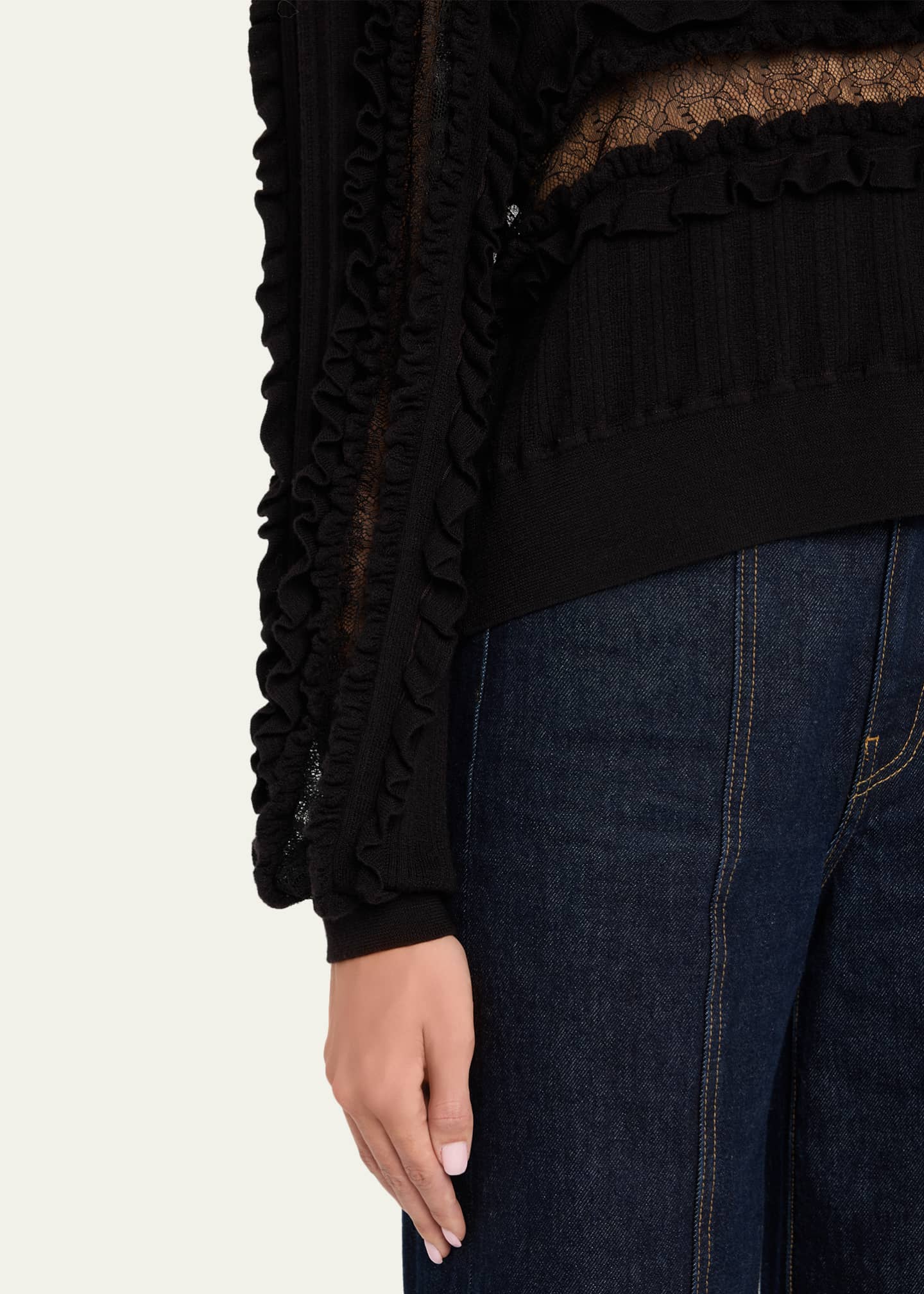 Ulla Johnson Demma Ruffled Fine-Knit Sweater Image 5 of 5