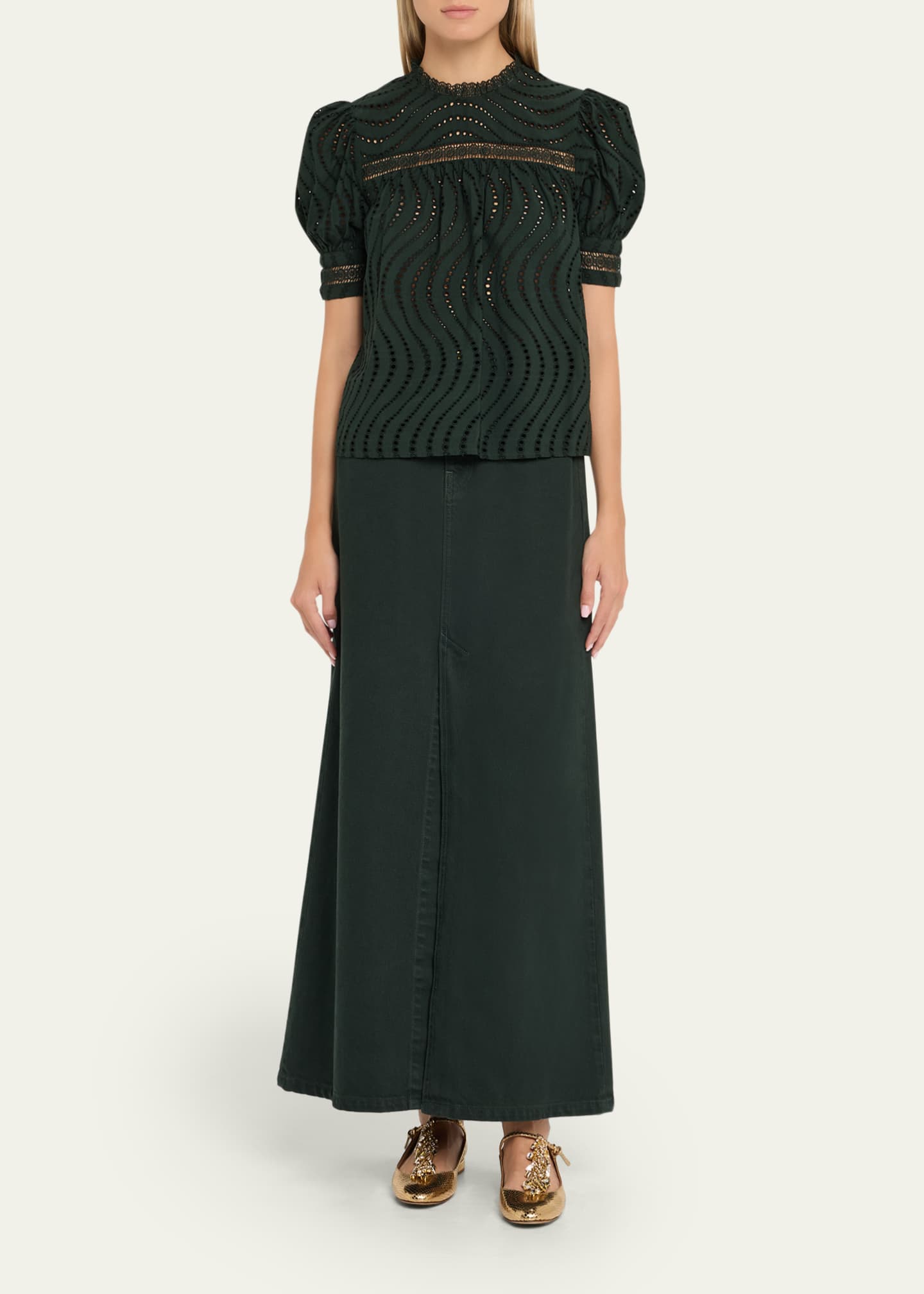 The Anais Denim Mid-Rise Maxi Skirt
