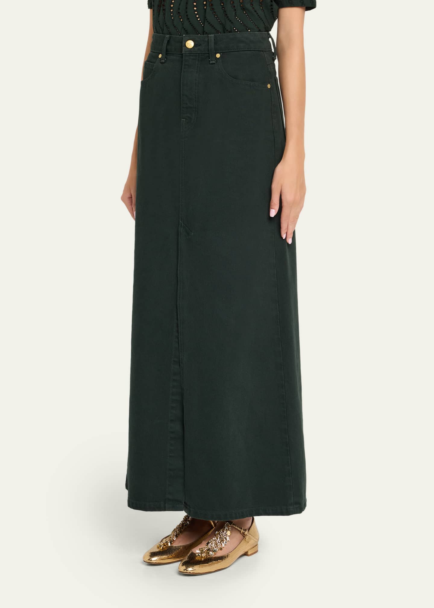 The Anais Denim Mid-Rise Maxi Skirt