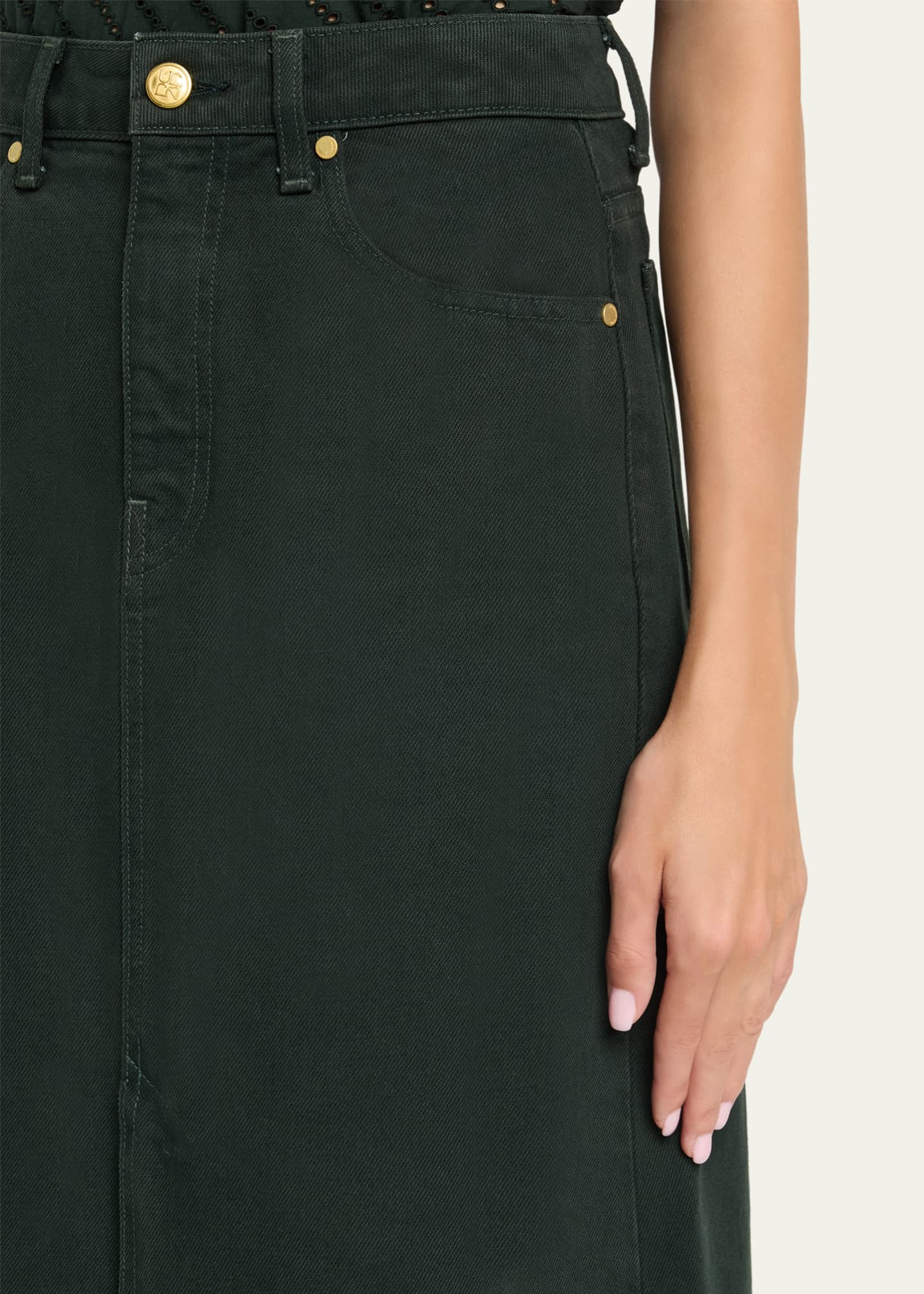 The Anais Denim Mid-Rise Maxi Skirt