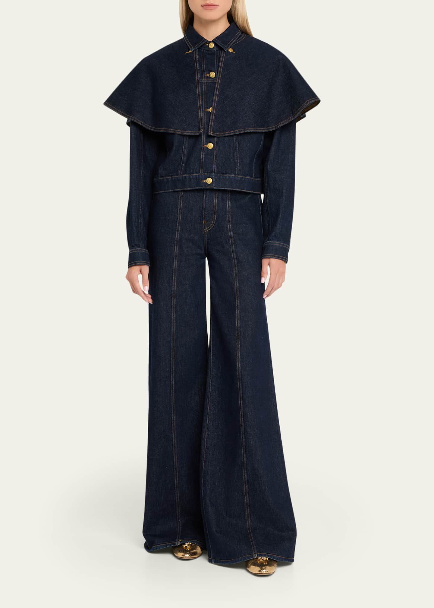 Ulla Johnson The Agata Denim Cape Jacket Image 2 of 5