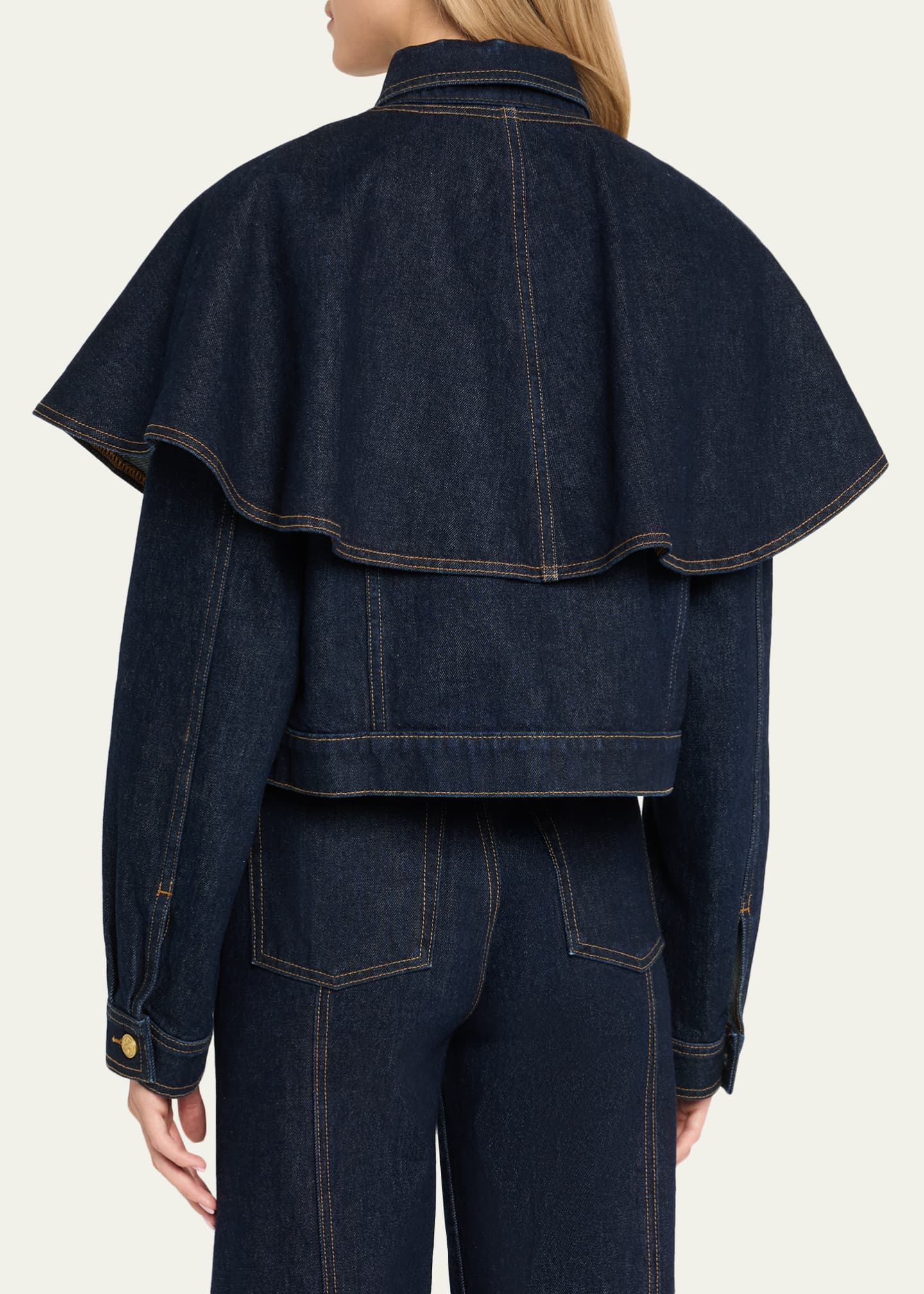 Ulla Johnson The Agata Denim Cape Jacket Image 3 of 5