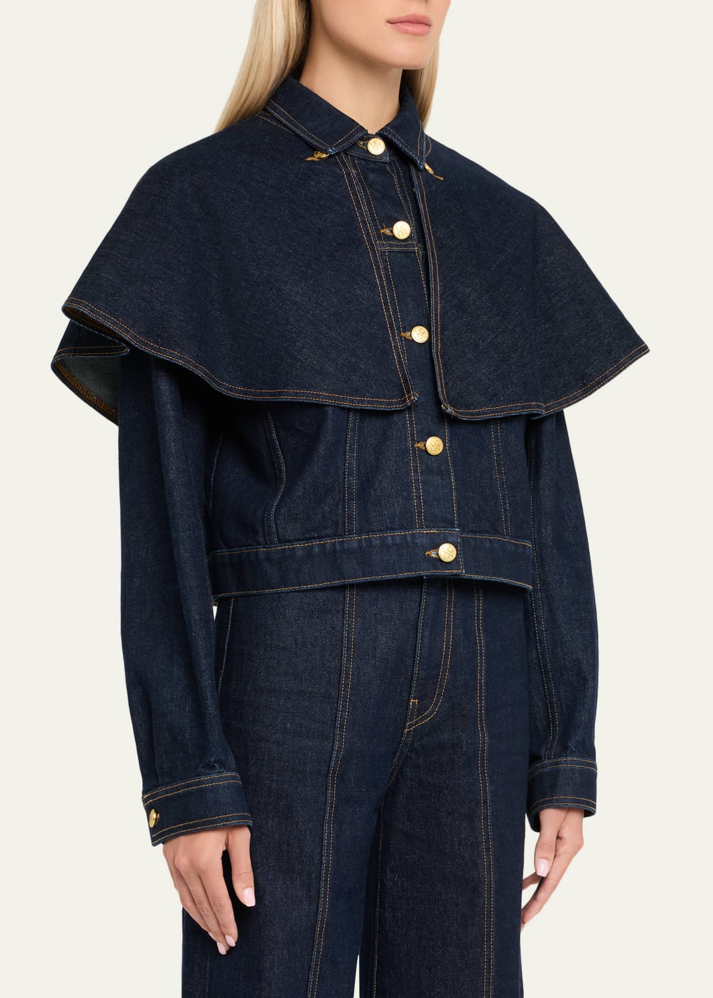 Ulla Johnson The Agata Denim Cape Jacket Image 4 of 5