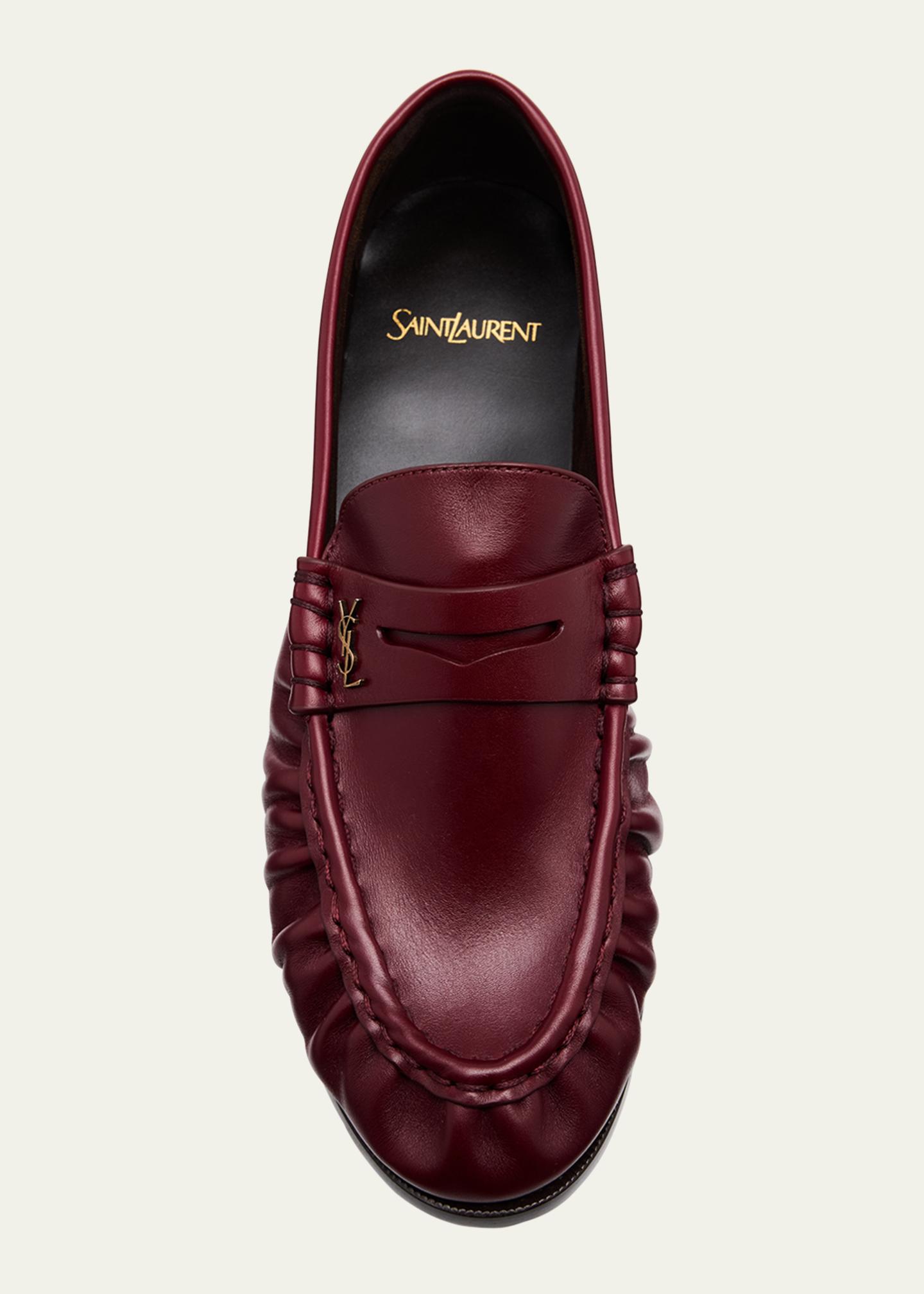 Saint Laurent Le Leather YSL Penny Loafers - Bergdorf Goodman
